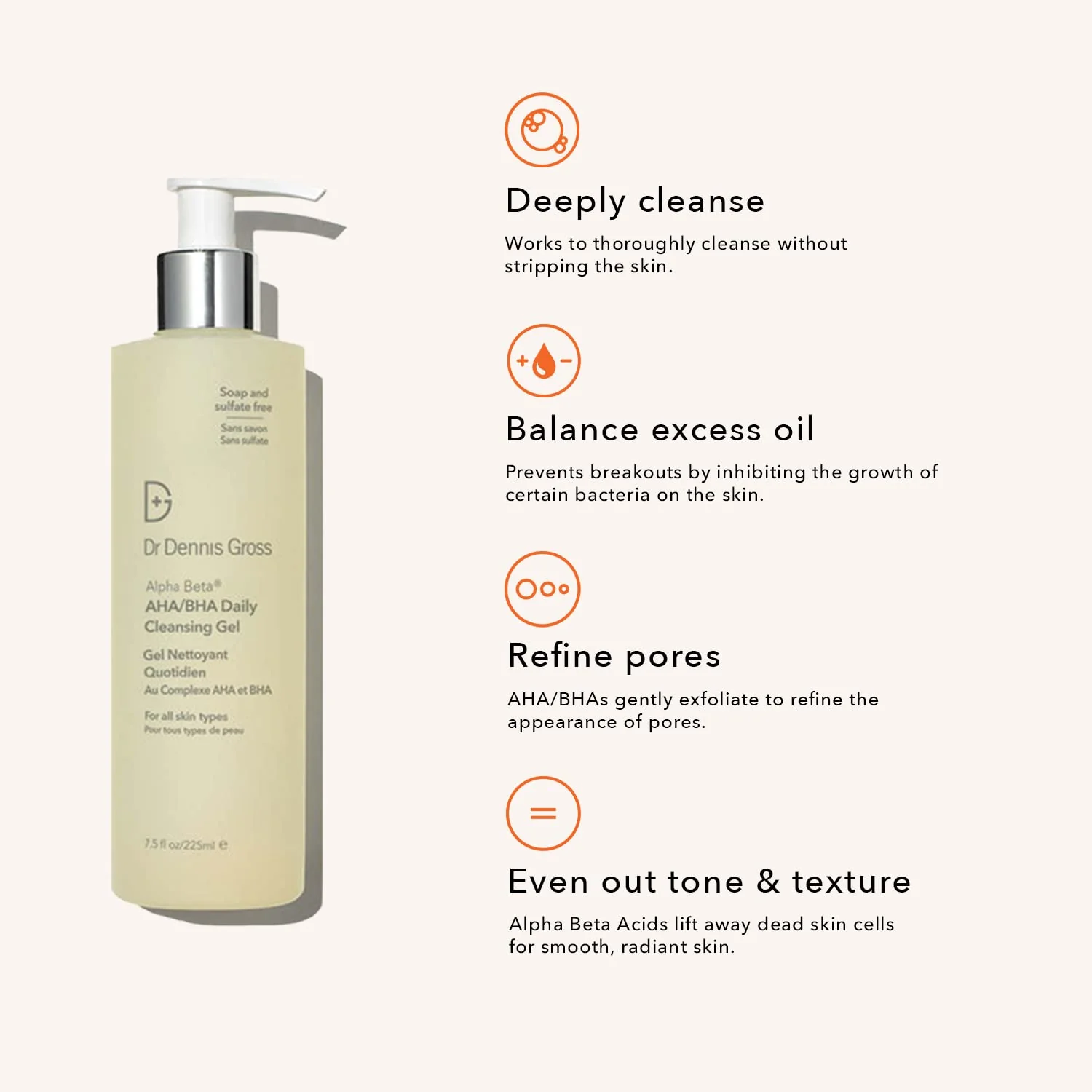 Dr Dennis Gross Alpha Beta® AHA/BHA Daily Cleansing Gel, for Skin That is Dull, Congested and Uneven Tone & Texture (7.5 Fl Oz) - Image 5