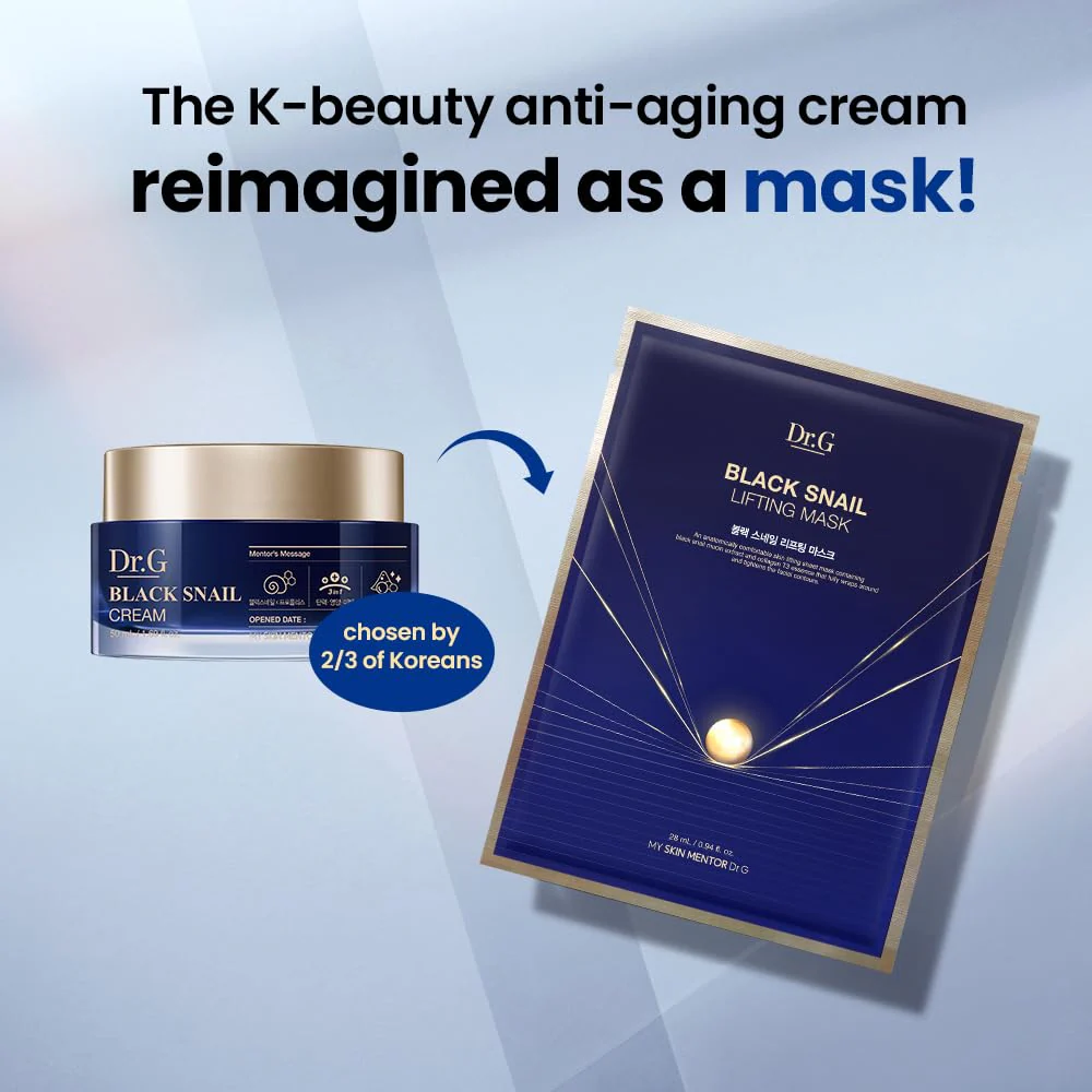 Dr.G Black Snail Lifting Korean Face Mask Set, 5pk - Hydrating Face Masks, Korean Sheet Mask, Sheet Masks Skincare Korean, Korean Mask, Moisturizing Face Mask, Korean Skin Care, Kbeauty, K Beauty - Image 7