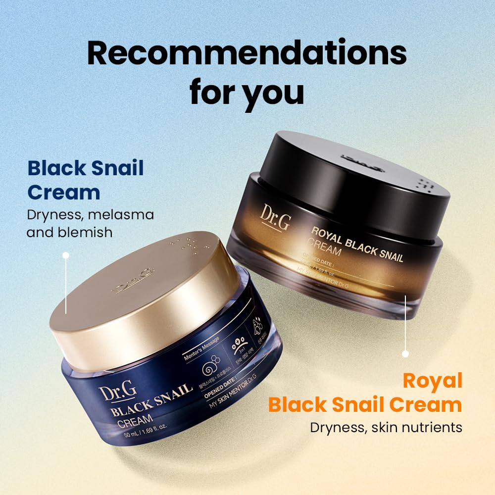 Dr. G - Royal Black Snail Cream - 50 ML - Snail Mucin Moisturizer, Korean Skincare, K Beauty for Dry Skin, Royal Jelly Protein Improves Skin Barrier, Niacinamide for Blemish Care; Skin Elasticity Care - Image 3