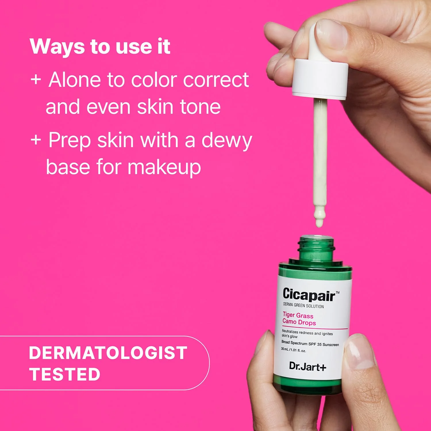 Dr.Jart+ Cicapair Tiger Grass Camo Drops Tinted Serum SPF 35 with Centella Asiatica | Skin Tint | Korean Skin Care Makeup Hybrid, 1.01 Fl Oz - Image 6