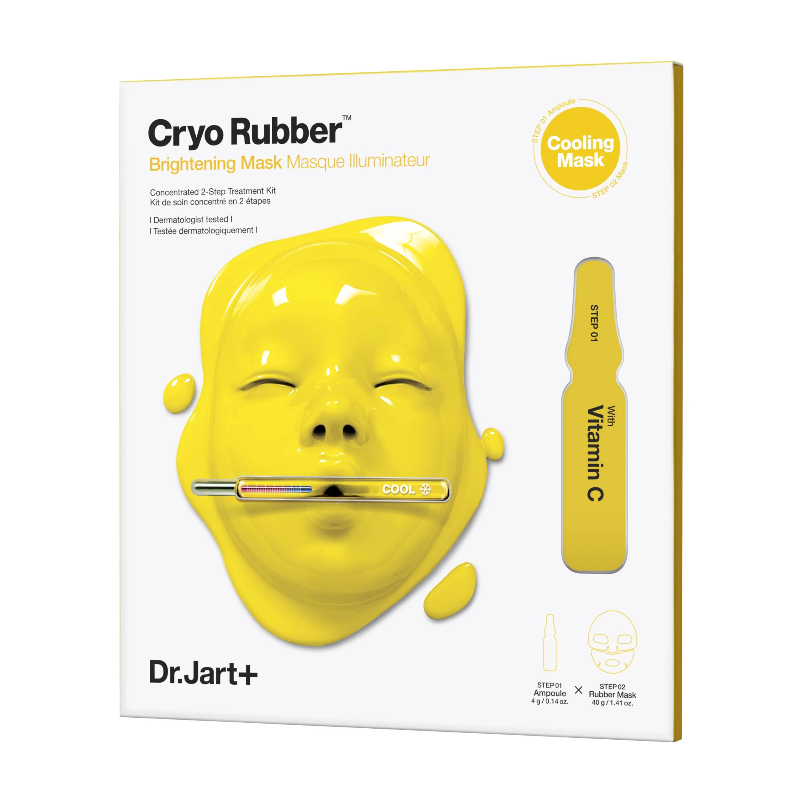 Dr.Jart+ Cryo Rubber Brightening Korean Face Mask with Niacinamide| Korean Skin Care | Travel Size, 1 Pack