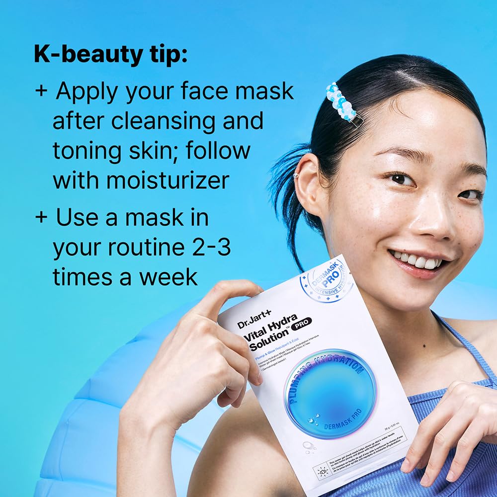 Dr.Jart+ Dermask Vital Hydra Solution Glow Korean Face Mask with Hyaluronic Acid for Glass Skin | Sheet Mask | Korean Skin Care | Travel Size, 1 Pack - Image 4