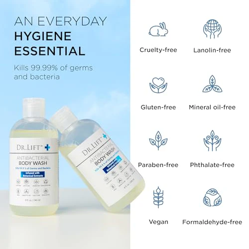 DR. LIFT Antibacterial Body Wash, Refreshing Scent, Hydrating Shower or Bath Cleanser With Citric Acid, Spirulina, and Lemon, Clean Moisturizing Formula, Vegan, Paraben and Phthalate Free, 8 Fl Oz - Image 7