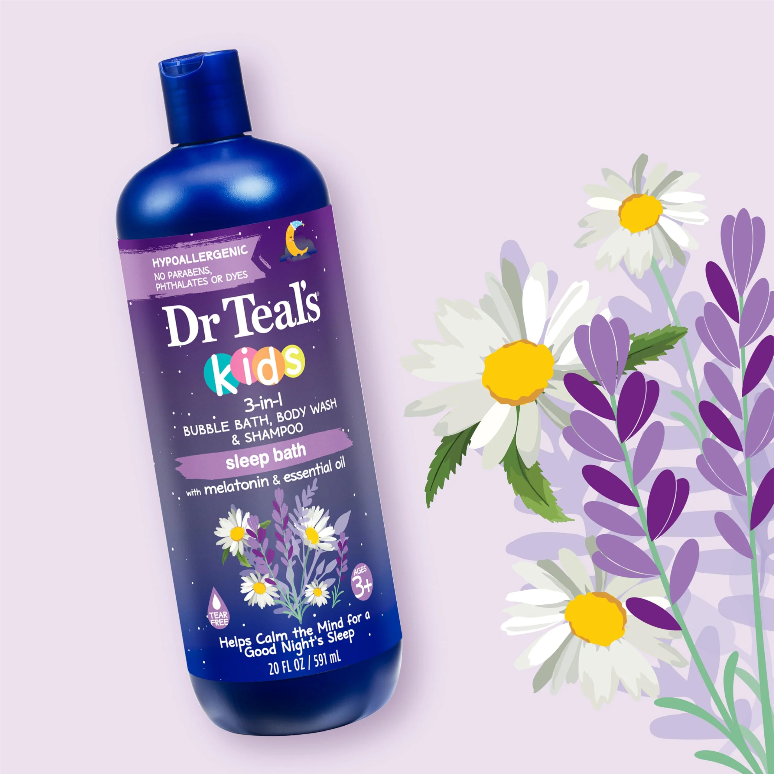 Dr Teal's Kids 3-in-1 Sleep Bath: Bubble Bath, Body Wash & Shampoo with Melatonin & Essential Oil, 20 fl oz (Pack of 3) - Image 11