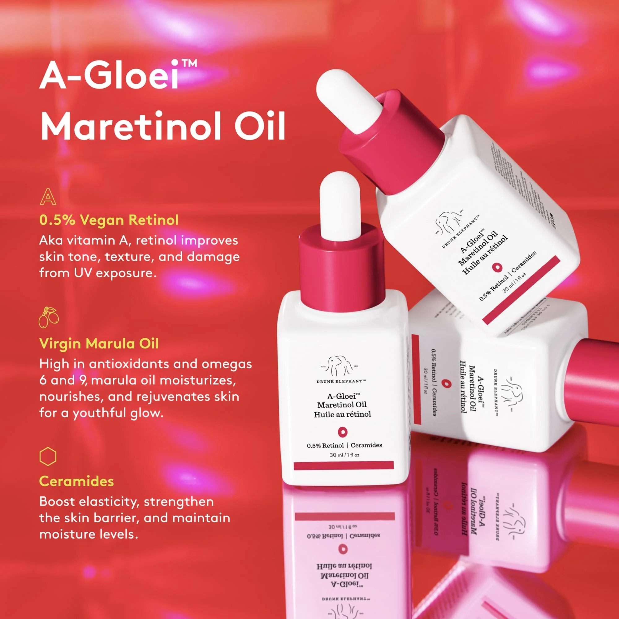 Drunk Elephant A-Gloei Maretinol Oil - 30 ml/1 fl oz - Gentle 0.5% Retinol Face Oil - Clean Clinical Skincare - Cruelty-Free - Free of Essential Oils, Silicones, and Fragrance - Image 4
