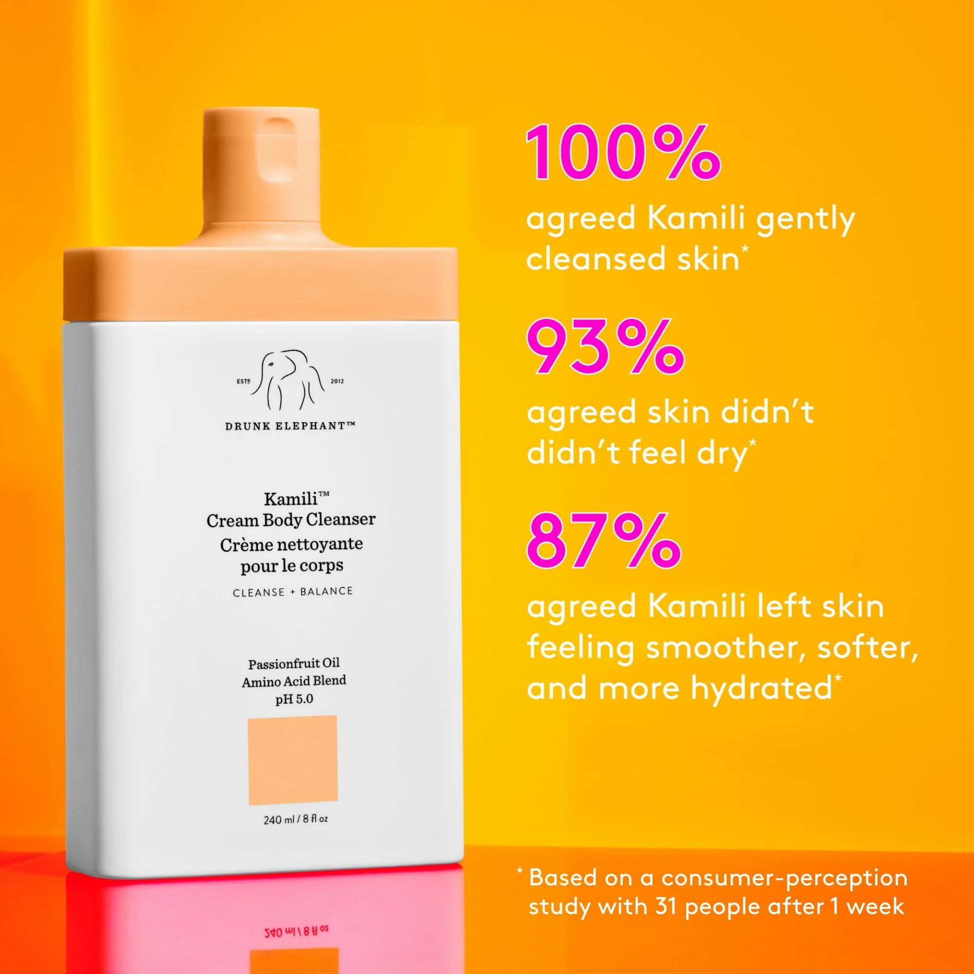 Drunk Elephant Kamili Cream Body Cleanser - 240 ml/8 fl oz - Sulfate-Free Body Wash - Clean Clinical Skincare - Cruelty-Free - Free of Essential Oils, Silicones, and SLS - Image 5