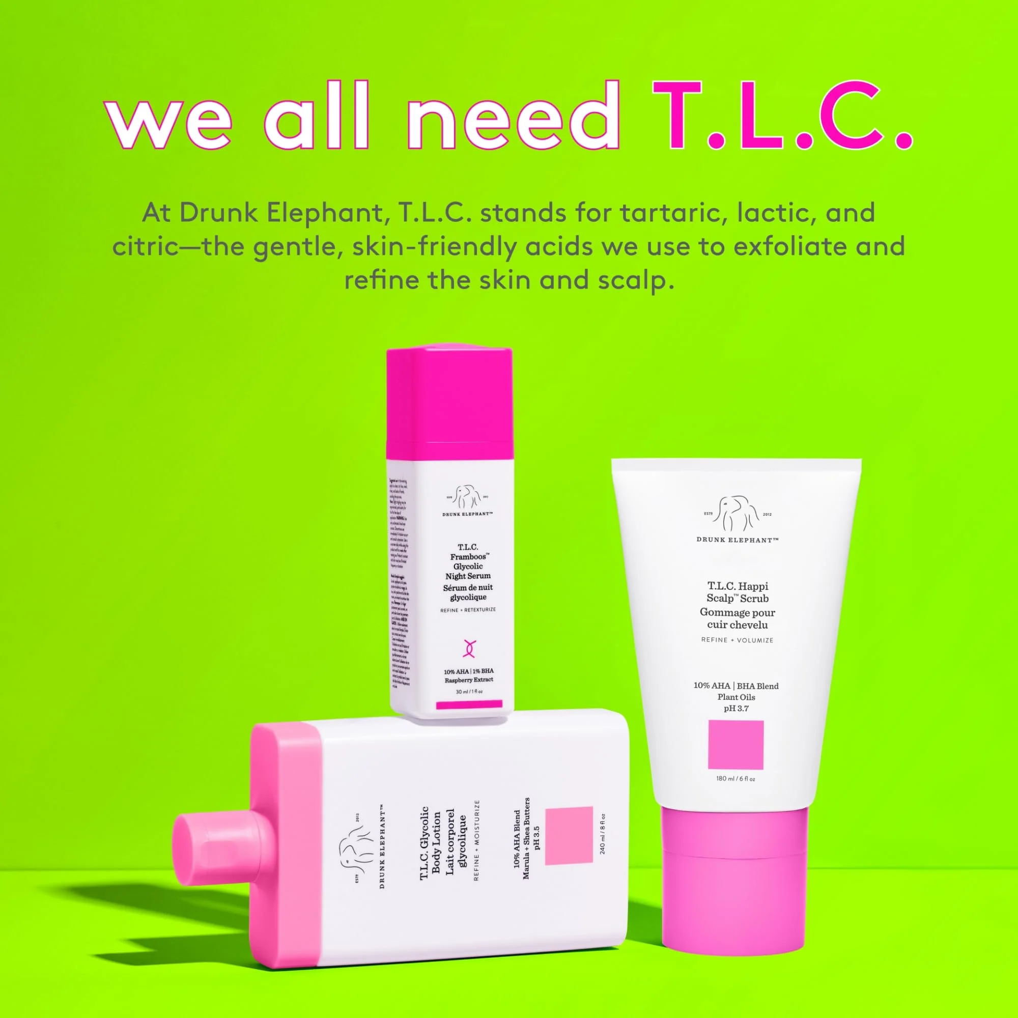Drunk Elephant T.L.C. Glycolic Body Lotion - 240 ml/8 fl oz - Lightweight 10% Exfoliating AHA Lotion - Clean Clinical Skincare - Cruelty-Free - Free of Essential Oils, Silicones, and Fragrance - Image 2