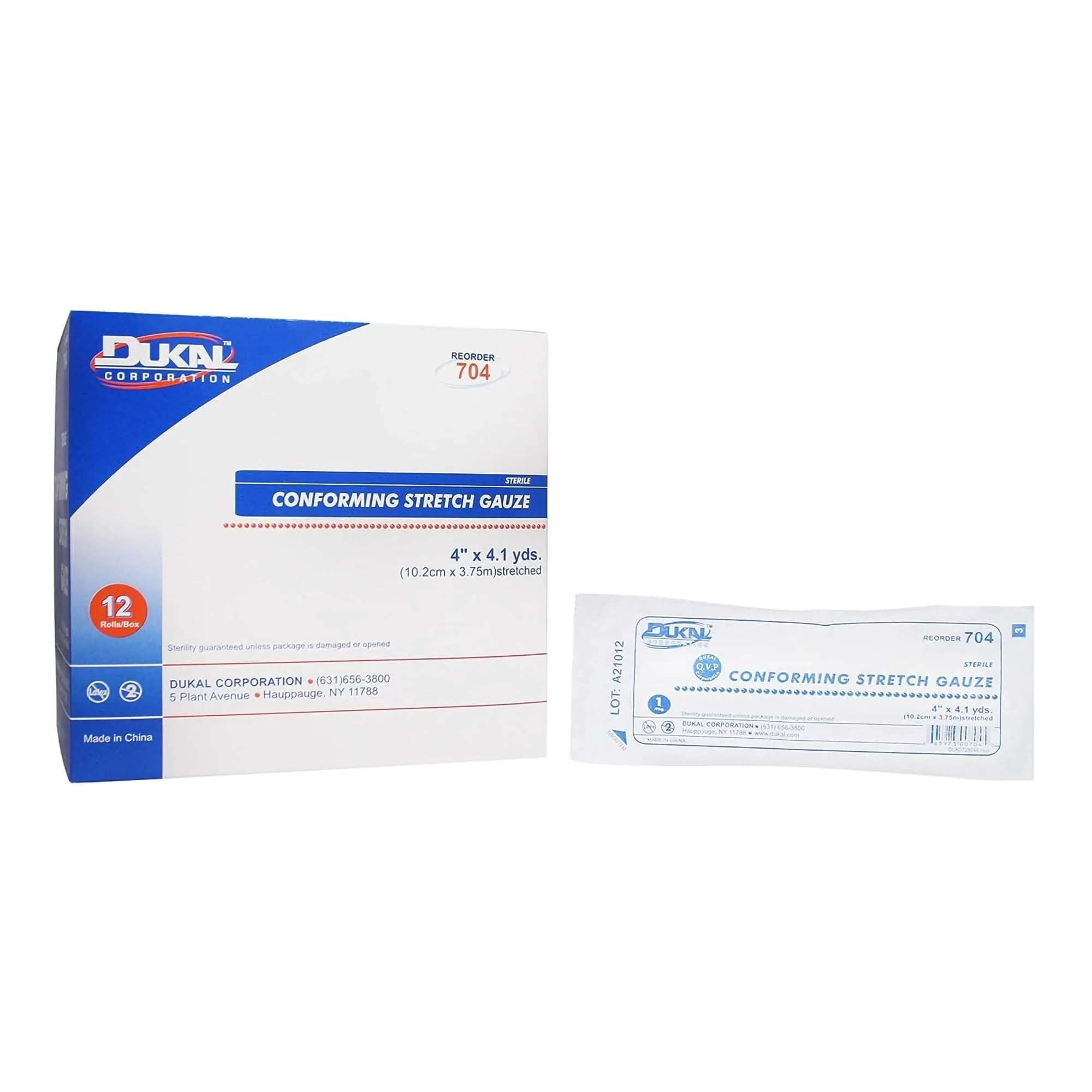Dukal White Conforming Bandage Sterile 4" x 4-1/10 Yd 704 12 per Bag - Image 5
