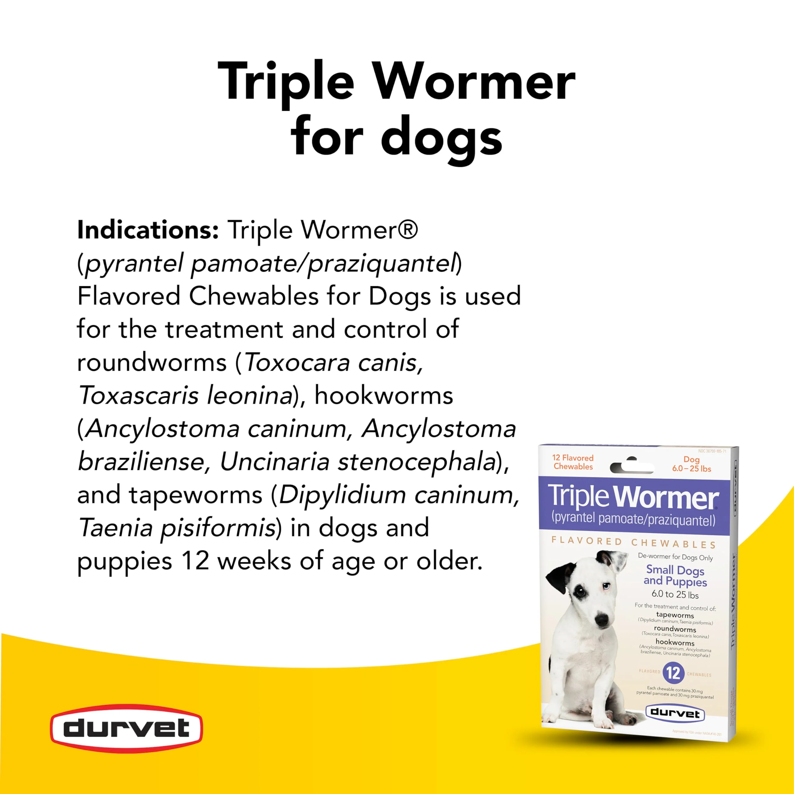 Durvet 12-Pack Triple Wormer Tablets for Puppies and Small Dogs - Image 5