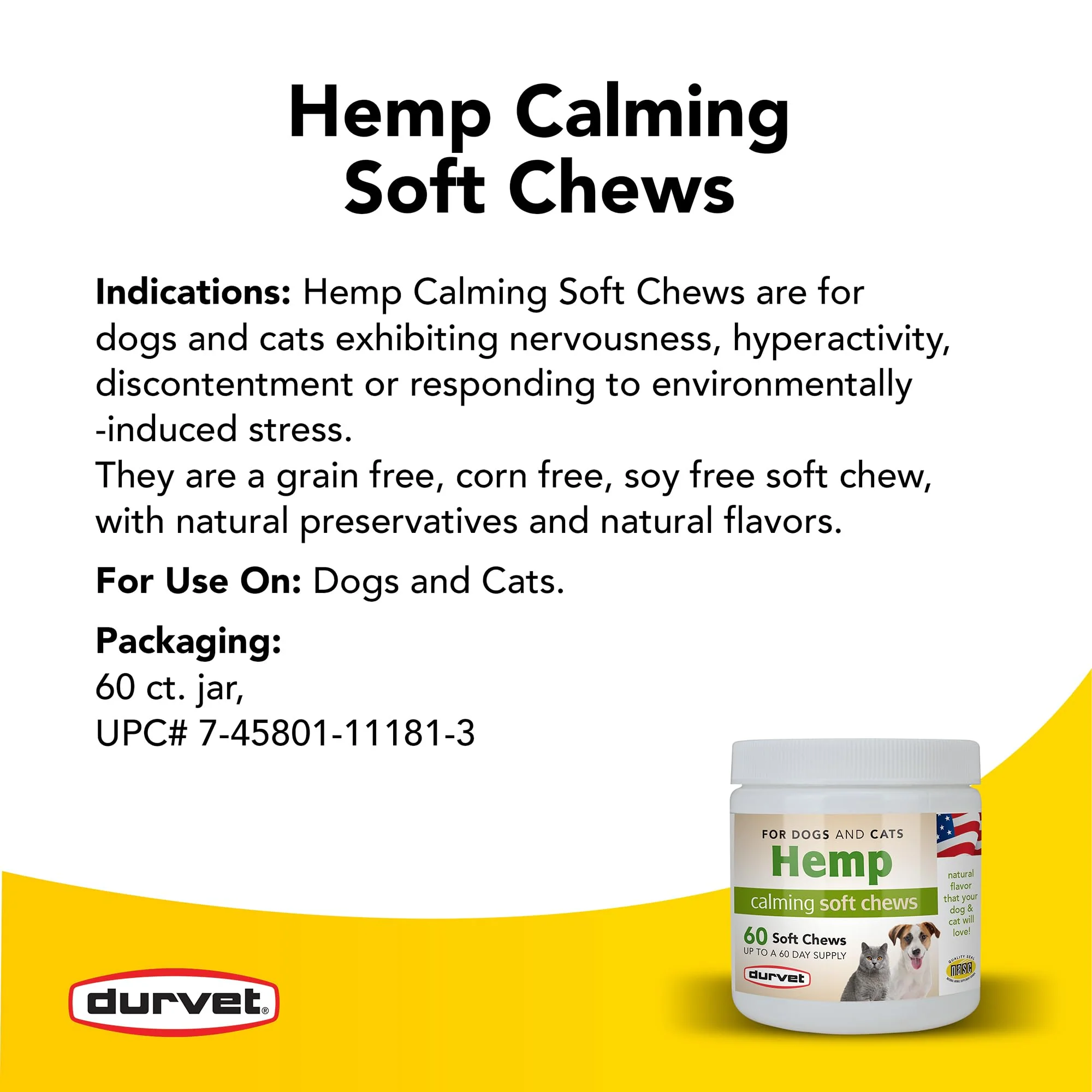 Durvet Hemp Calming Soft Chews - 60 Count jar - Image 4