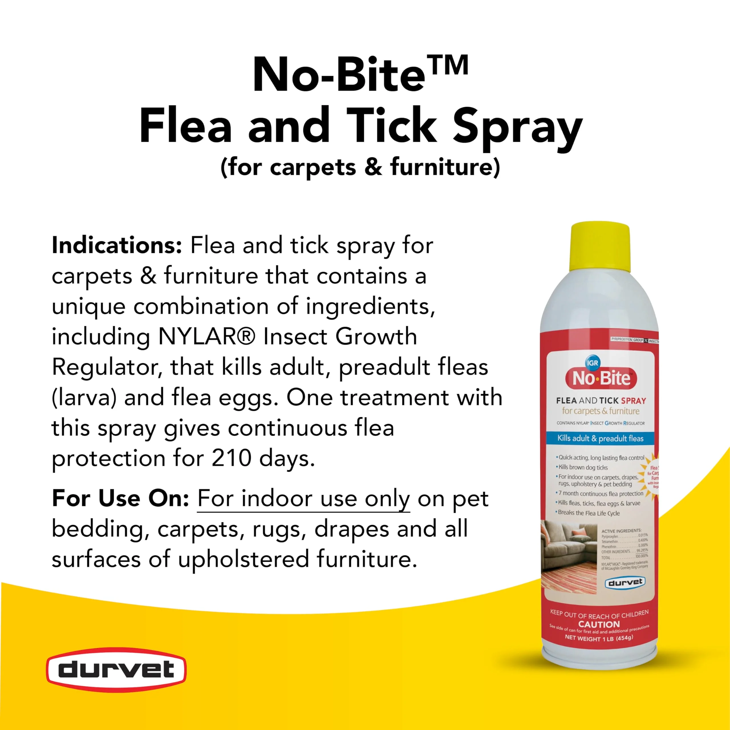 Durvet No Bite IGR Flea and Tick Spray, 16 Ounces, for Carpets and Furniture - Image 4