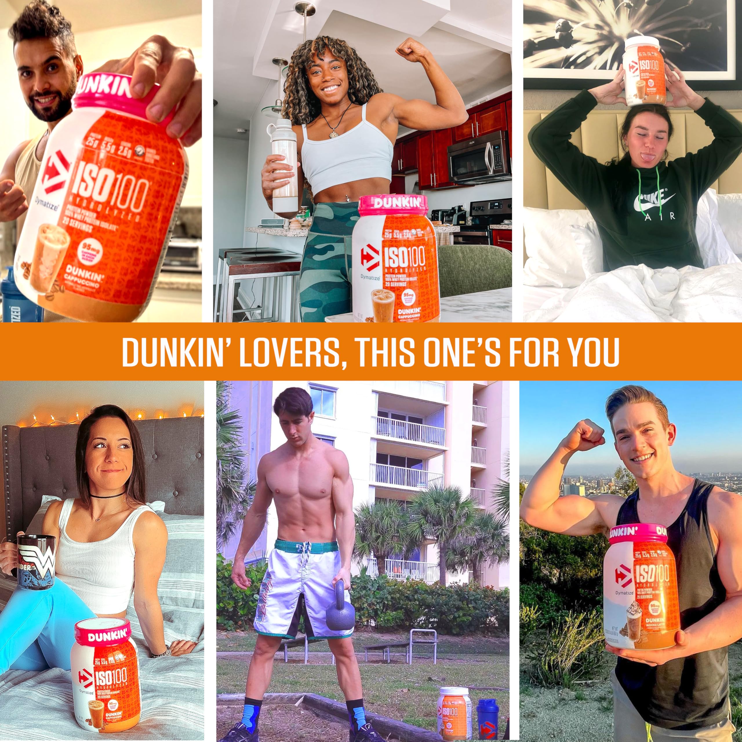 Dymatize x Dunkin' Glazed Donut ISO100 Whey Protein Powder, 25g of Protein, 5.5g BCAAs, 120 Cal., Gluten Free, 1g Fat, 1g Sugar, 2g Carb (20 Servings) - Image 12