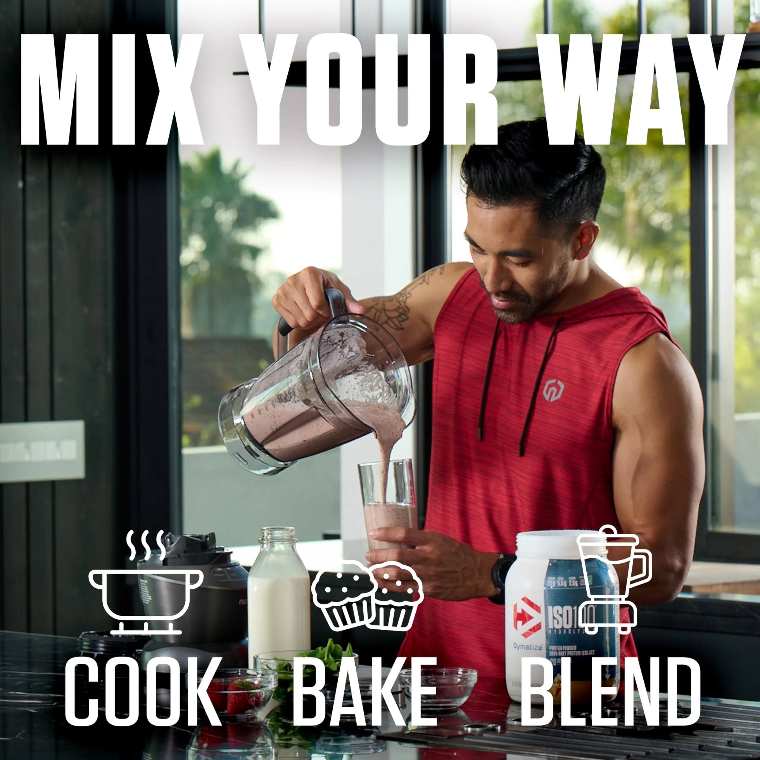Dymatize x Dunkin' Glazed Donut ISO100 Whey Protein Powder, 25g of Protein, 5.5g BCAAs, 120 Cal., Gluten Free, 1g Fat, 1g Sugar, 2g Carb (20 Servings) - Image 2