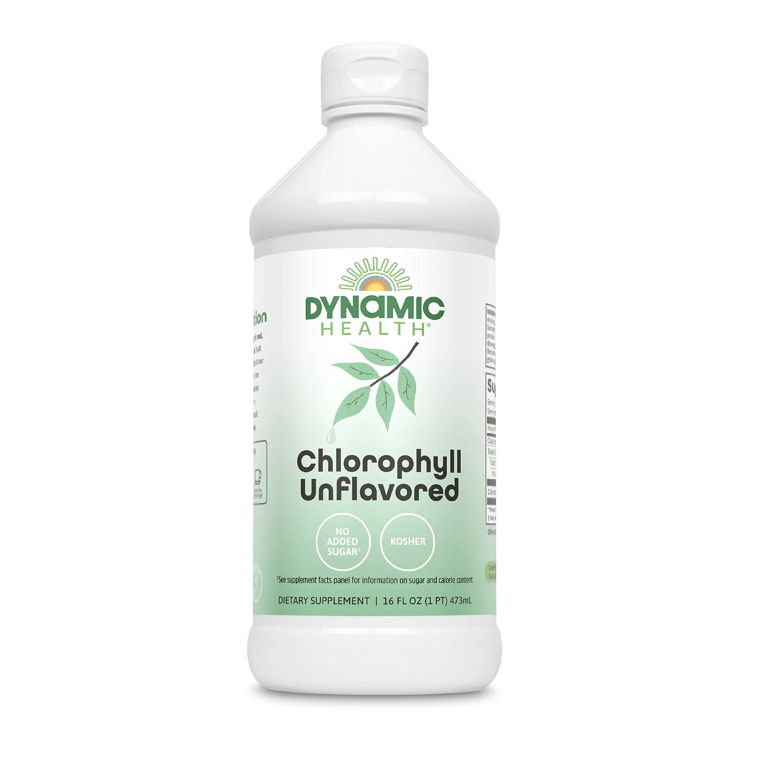 Dynamic Health Liquid Chlorophyll Unflavored 100 mg, Sodium Copper Chlorophyllins with Alfalfa and Mulberry Leaves, Plant Cleanse and Deodorizing, No Added Sugar, 16 Fl Oz