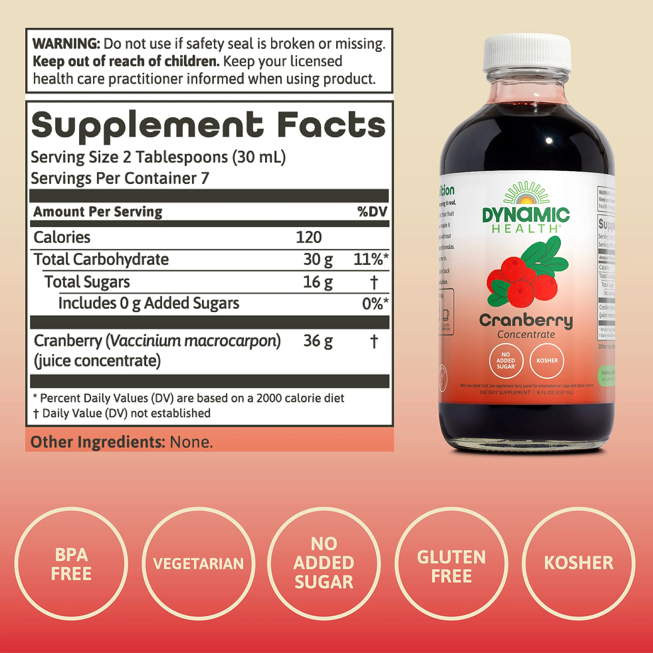 Dynamic Health Pure Cranberry Juice Concentrate, Unsweetened, Natural Antioxidant Support, No Added Sugar, 8 Fl oz - Image 5