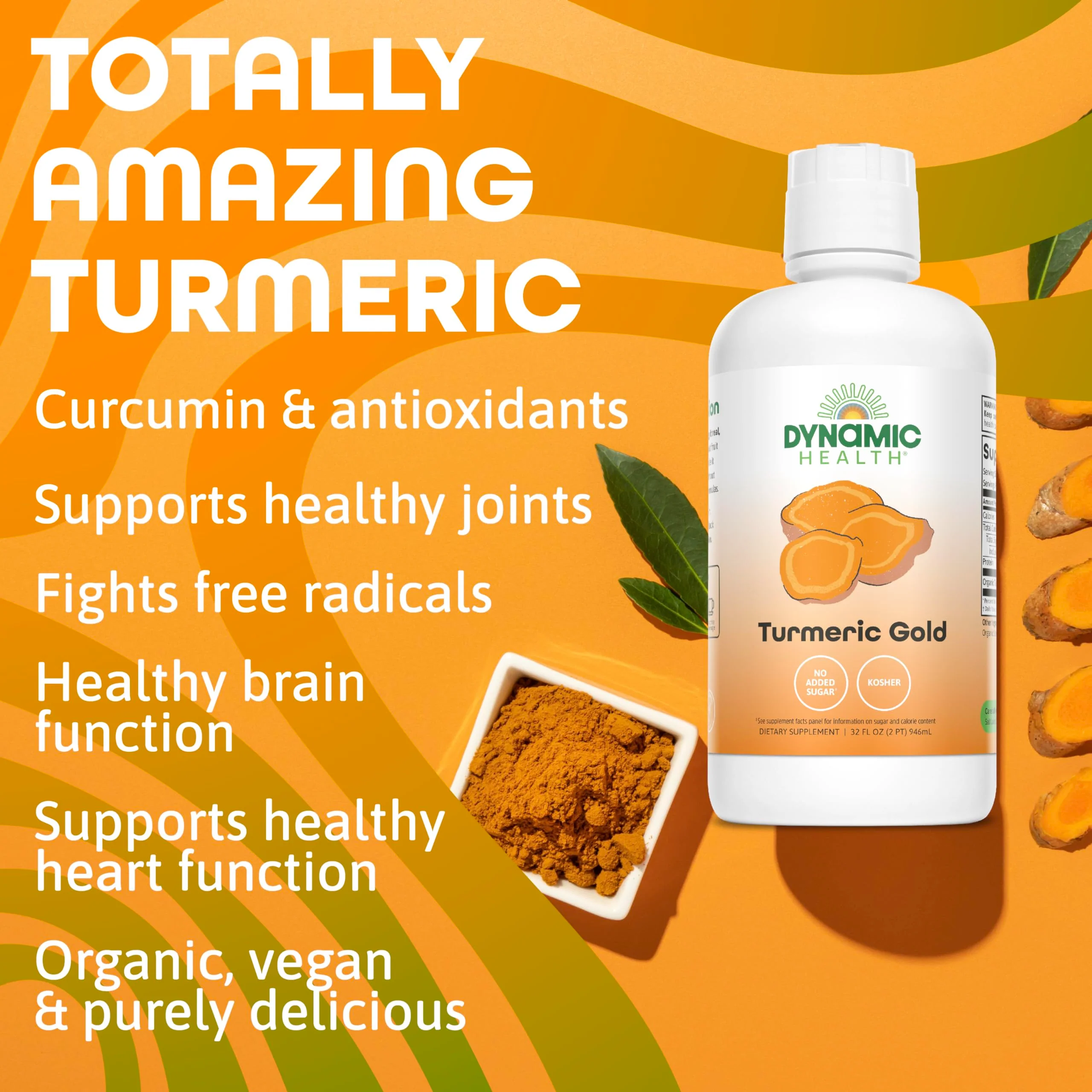 Dynamic Health Turmeric Gold, 100% Juice, Turmeric Supplement, No Additives, Joint Support, Antioxidant, Inflammation, Vegan, Gluten Free, Non-GMO, 32 Fl Oz - Image 4
