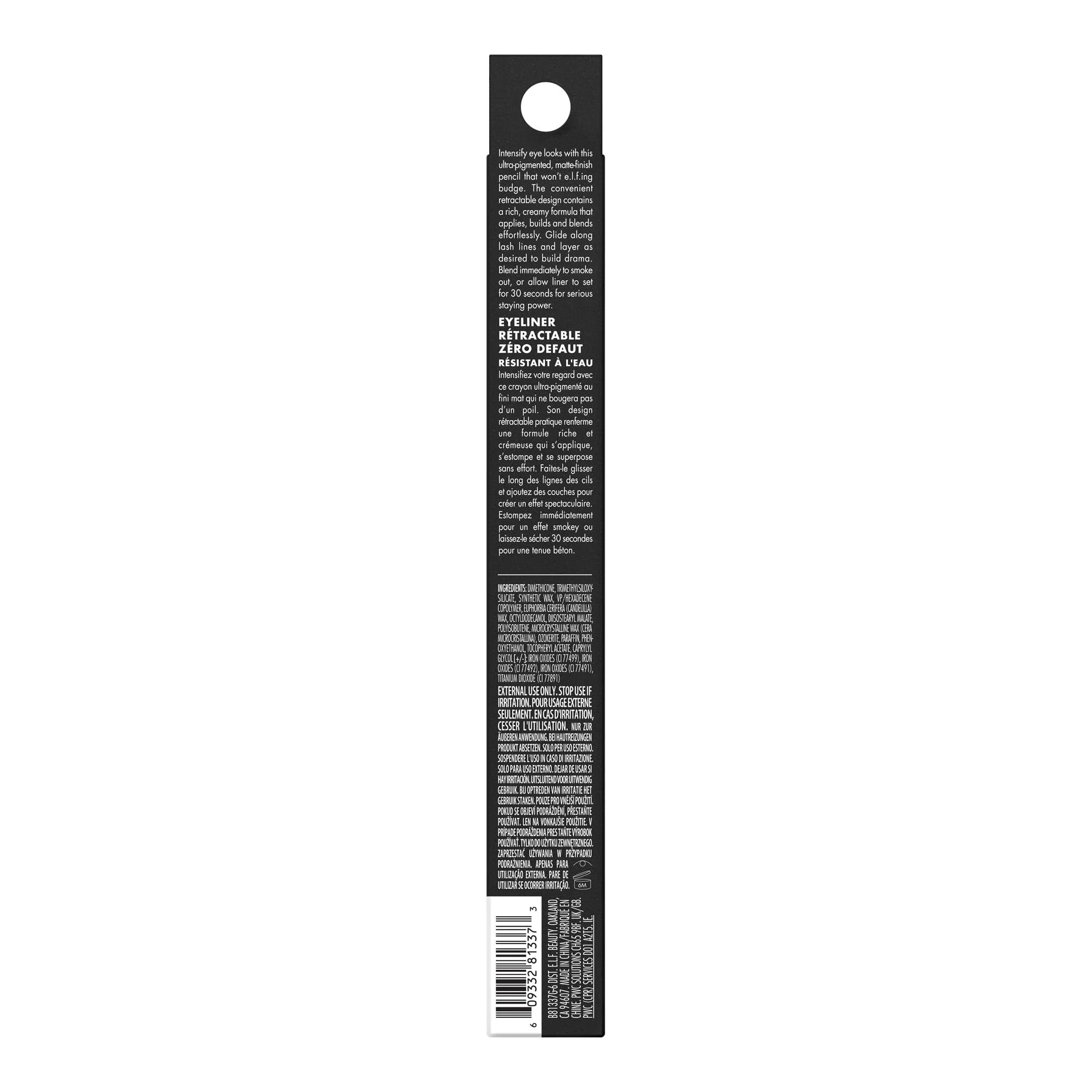 e.l.f. No Budge Retractable Eyeliner, Creamy, Ultra-Pigmented & Waterproof, Creates Bold & Defined Lines, Vegan & Cruelty-Free, Coffee - Image 2