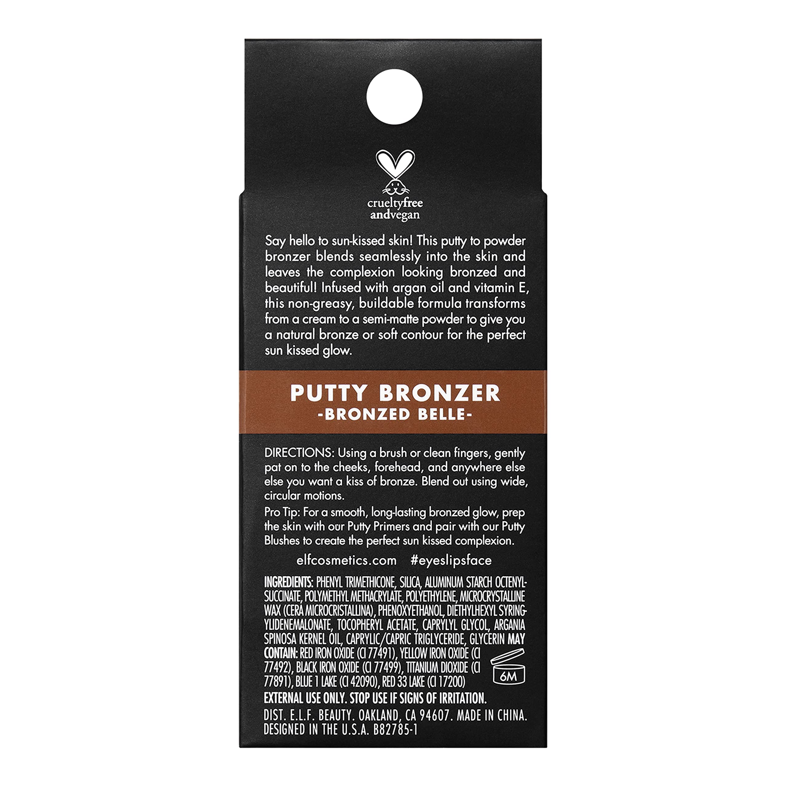 e.l.f. Putty Bronzer, Creamy & Highly Pigmented Formula, Creates a Long-Lasting Bronzed Belle Glow, Infused with Argan Oil & Vitamin E, 0.35 Oz - Image 4