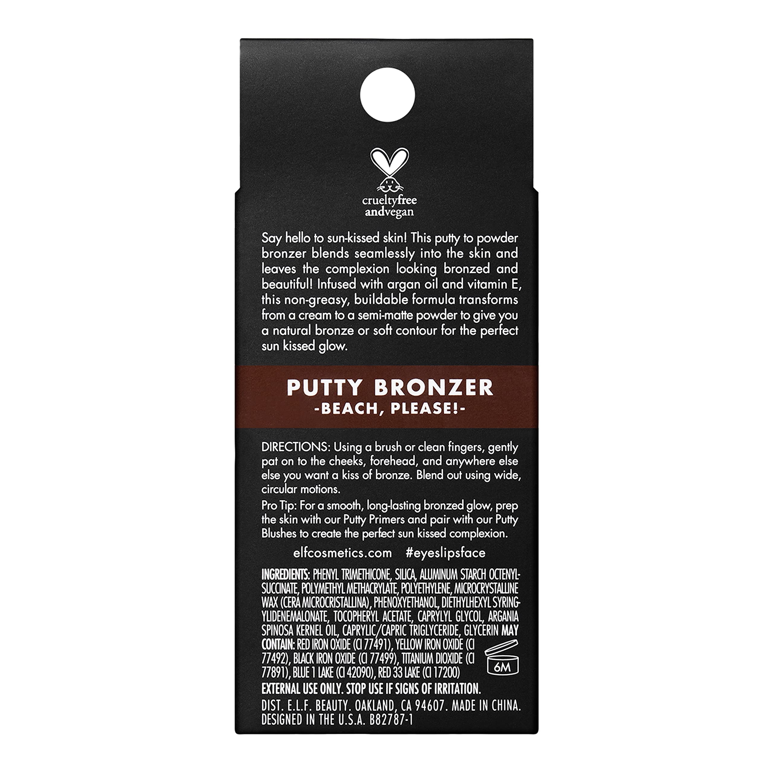 e.l.f. Putty Bronzer, Creamy & Highly Pigmented Formula, Creates a Long-Lasting Bronzed Glow, Infused with Argan Oil & Vitamin E, Beach, Please!, 0.35 Oz - Image 4
