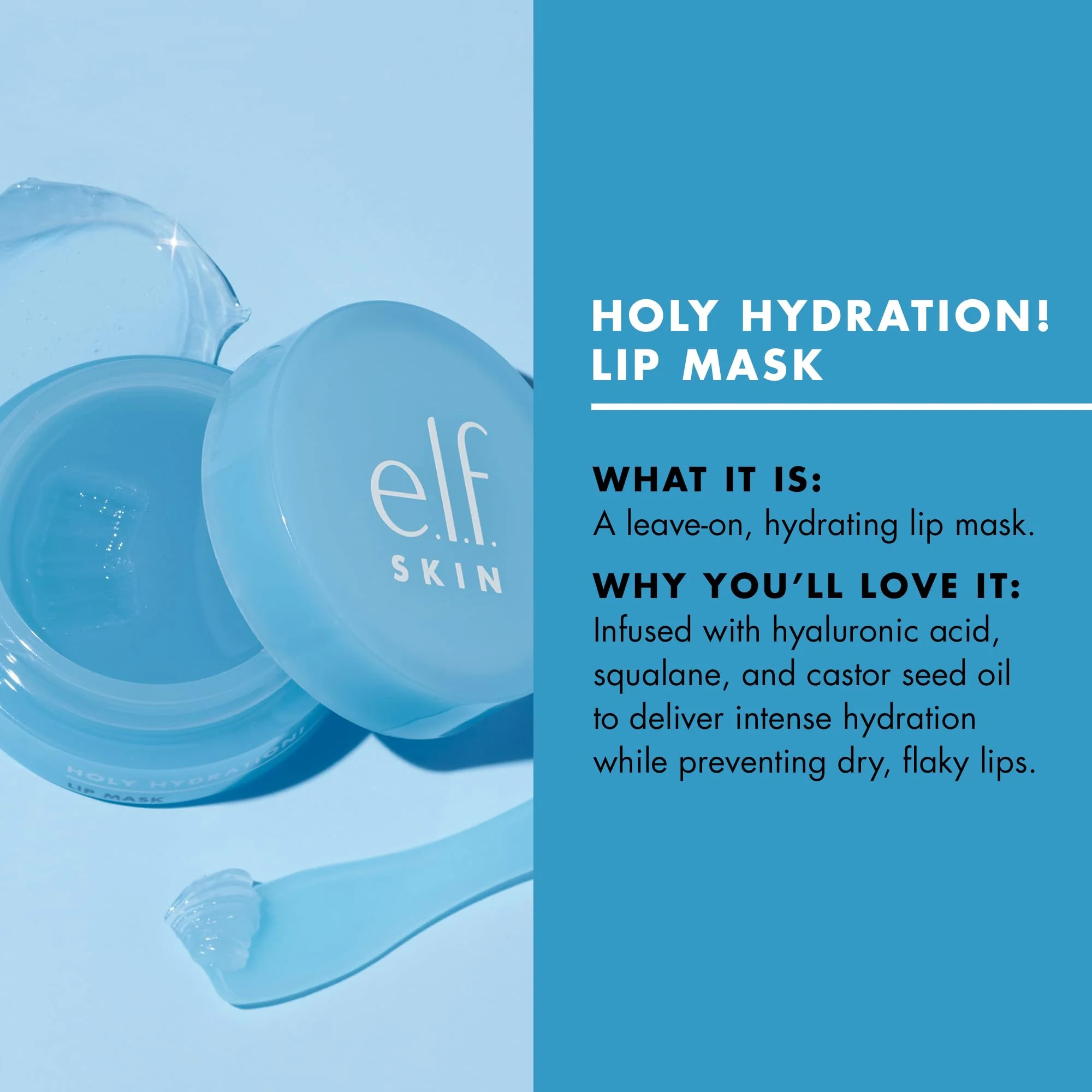 e.l.f. SKIN Holy Hydration! Lip Mask, Hydrating Lip Mask For A Softer & Smoother Pout, Infused With Hyaluronic Acid, Non-Sticky, Vegan & Cruelty-Free - Image 5