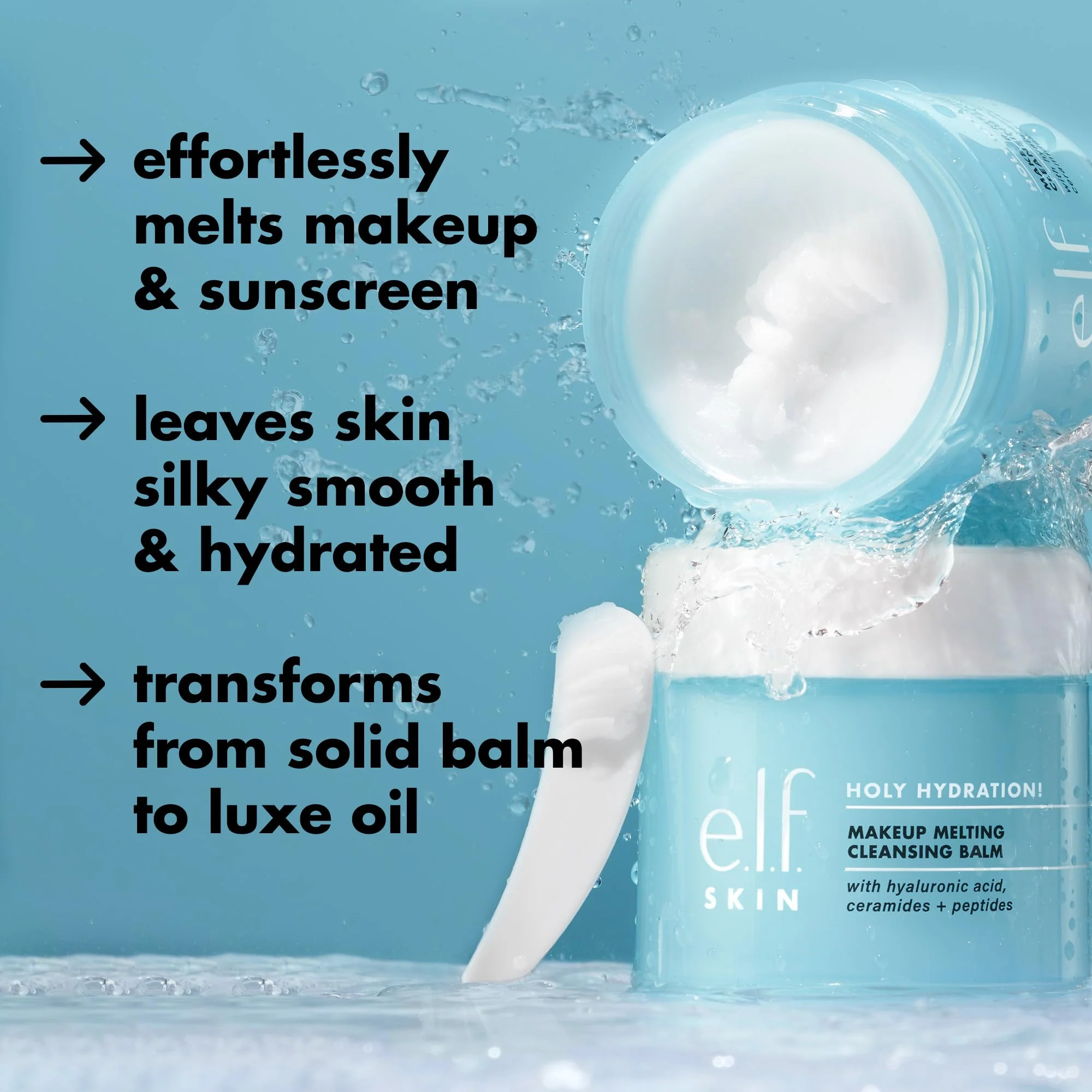 e.l.f. SKIN Holy Hydration! Makeup Melting Cleansing Balm JUMBO, Face Cleanser & Makeup Remover, Infused with Hyaluronic Acid to Hydrate Skin, 3.5 Oz - Image 4