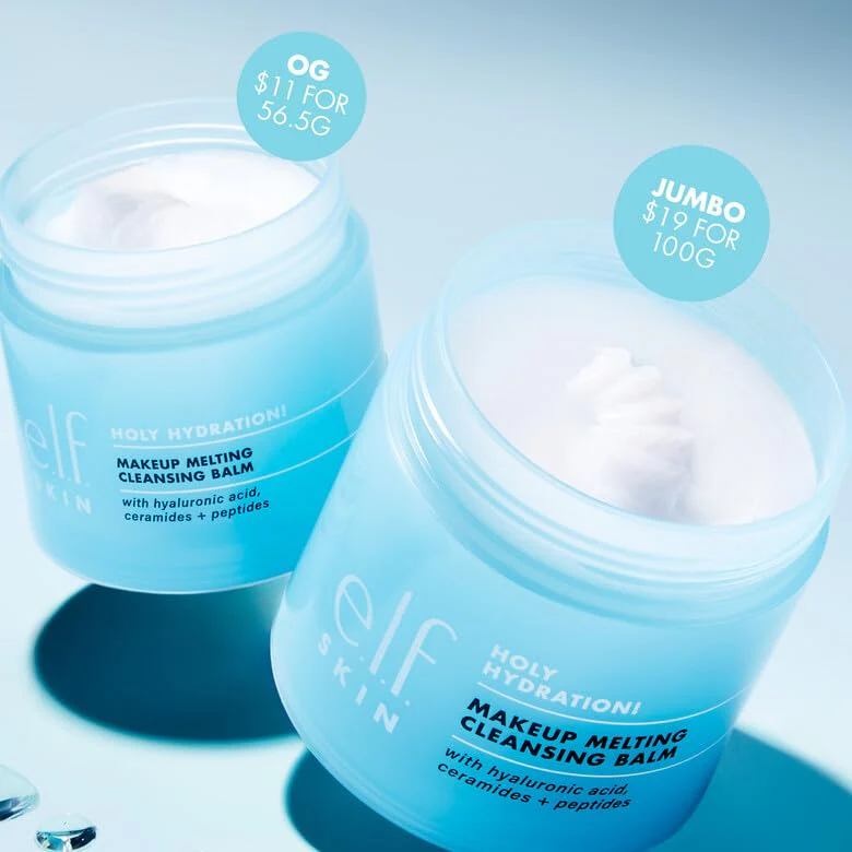 e.l.f. SKIN Holy Hydration! Makeup Melting Cleansing Balm JUMBO, Face Cleanser & Makeup Remover, Infused with Hyaluronic Acid to Hydrate Skin, 3.5 Oz - Image 5