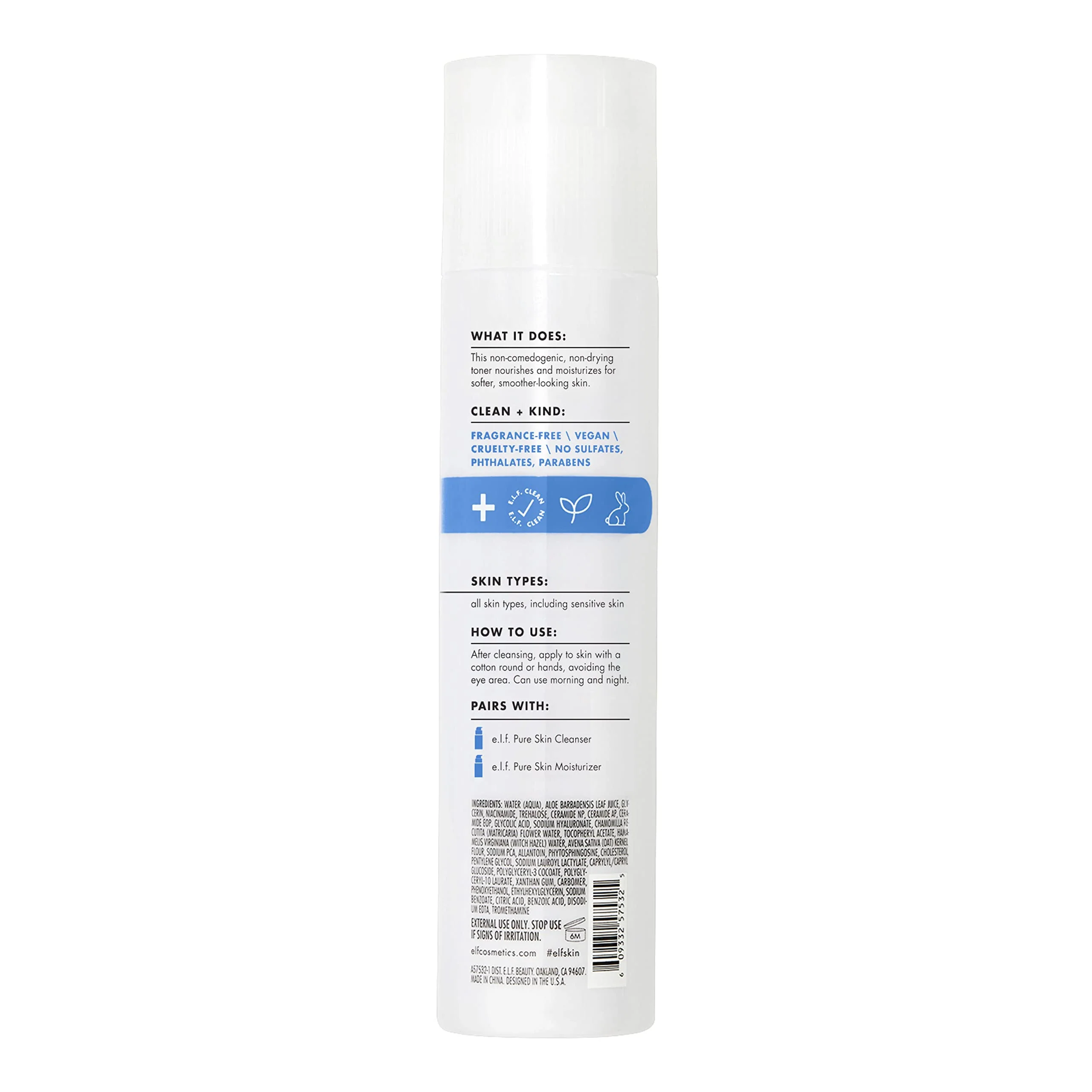 e.l.f. Skin Pure Skin Toner, Gentle, Soothing & Exfoliating Daily Toner for A Smoother-Looking Complexion, Made with Oat Milk, Aloe Juice & Niacinamide - Image 2