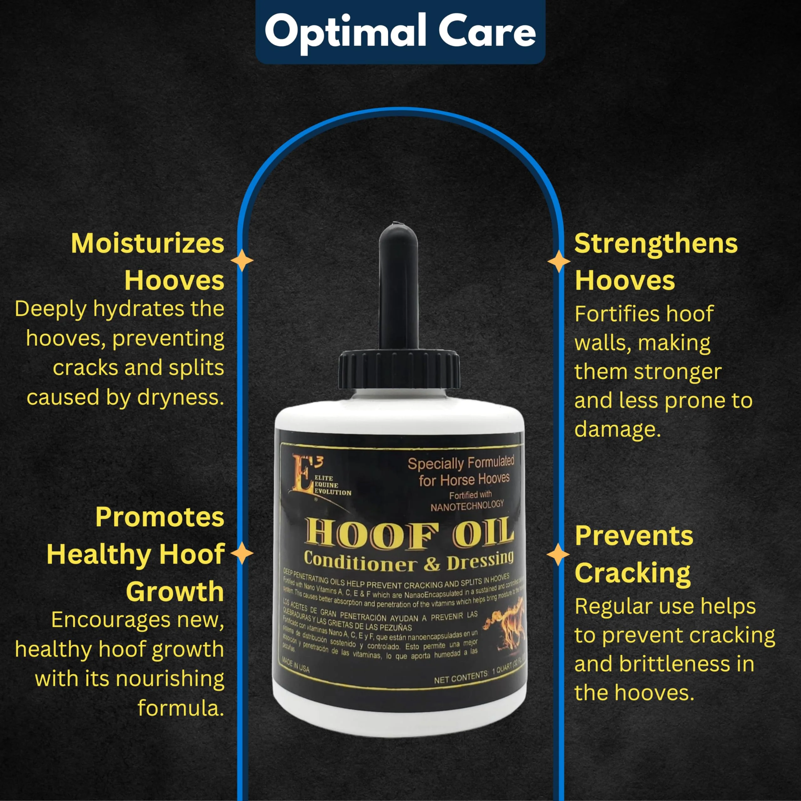 E3 Hoof Conditioner & Dressing Oil 32 oz, Expert Formula for Nourishing & Protecting Horse Hooves, Deep Conditioning for Elasticity, Enhances Shine, Protective Barrier, Easy Application - Image 7