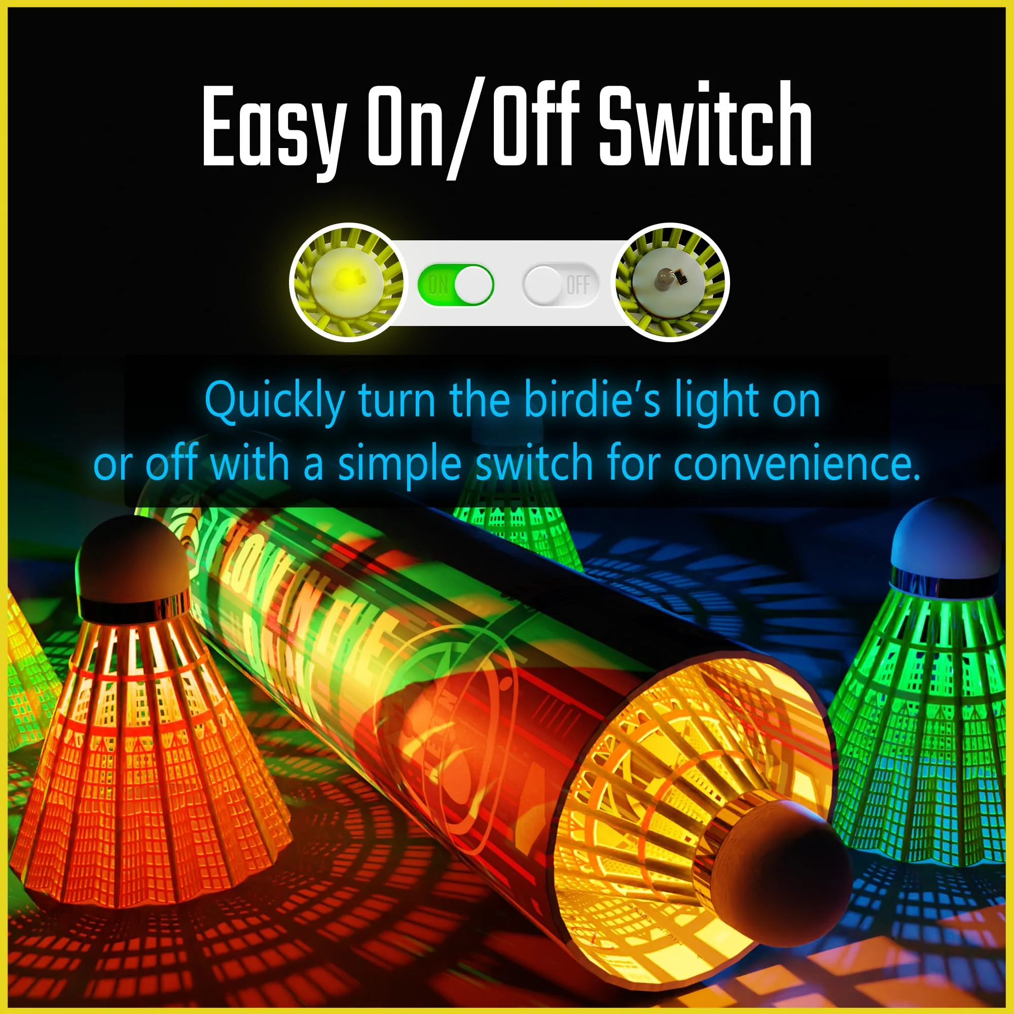 EAGLES LED Badminton Shuttlecocks - 5 Pack Lighting Birdies, Nylon Glow in The Dark Birdie Balls for Baseball Practice- Plastic Light Up Birdies for Outdoor Indoor Sports Activities - Image 5