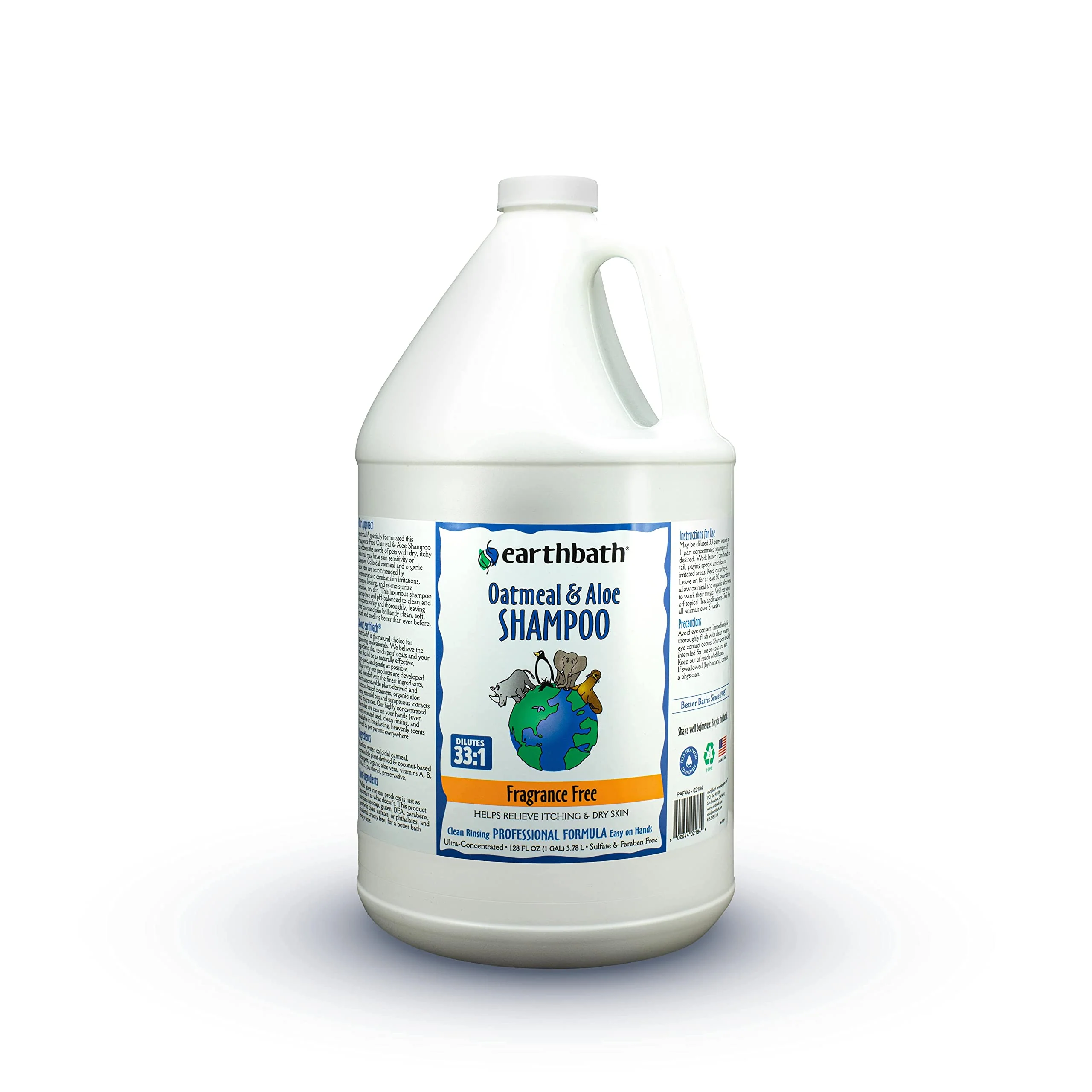 earthbath, Oatmeal & Aloe Dog Shampoo - Oatmeal Shampoo For Dogs, Itchy, Dry Skin Relief, Dog Wash, Made in USA, Cruelty Free, Fragrance Free Pet Shampoos - 1 Gallon 128 Oz (1 Pack)