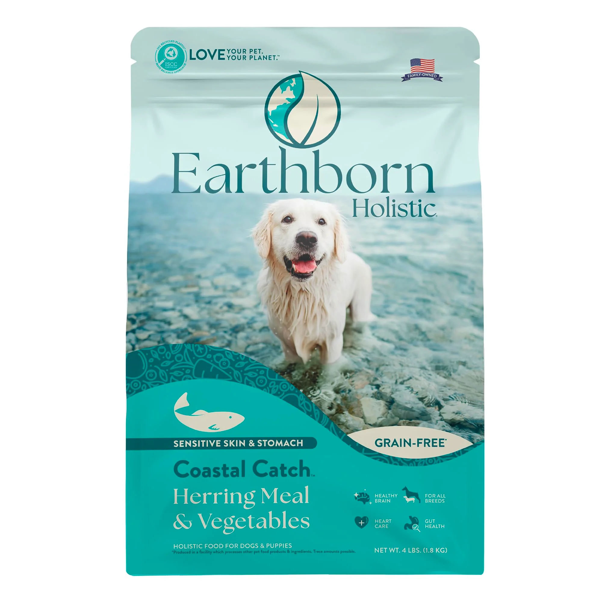 Earthborn Holistic Coastal Catch Herring Meal & Vegetables Grain-Free Dry Dog Food 4 lb