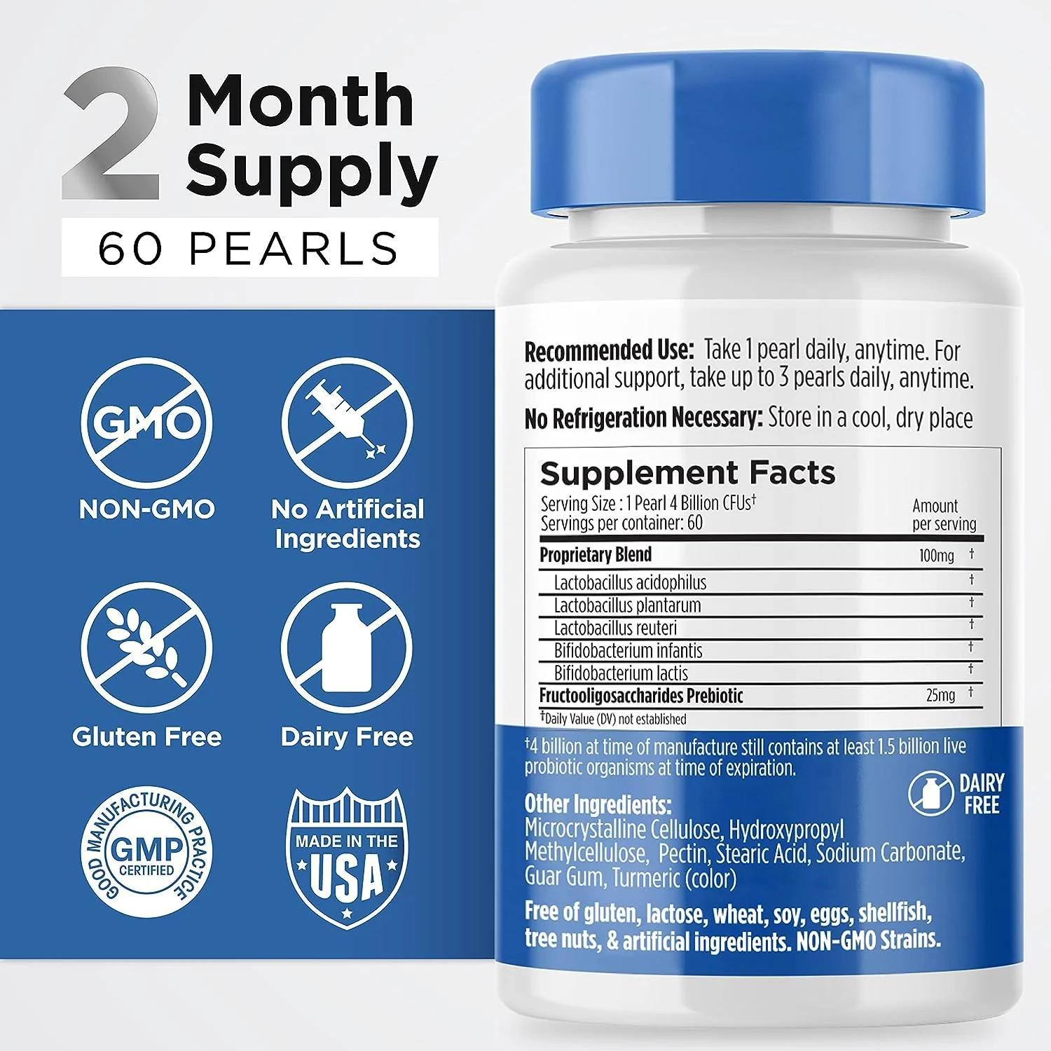 Earth's Pearl Probiotics for Women & Men & Kids - Pearl-Shaped Probiotic & Prebiotics with BIO-Tract®, 4 Billion CFU, Gut Health Support (60-Day Supply) - Image 5