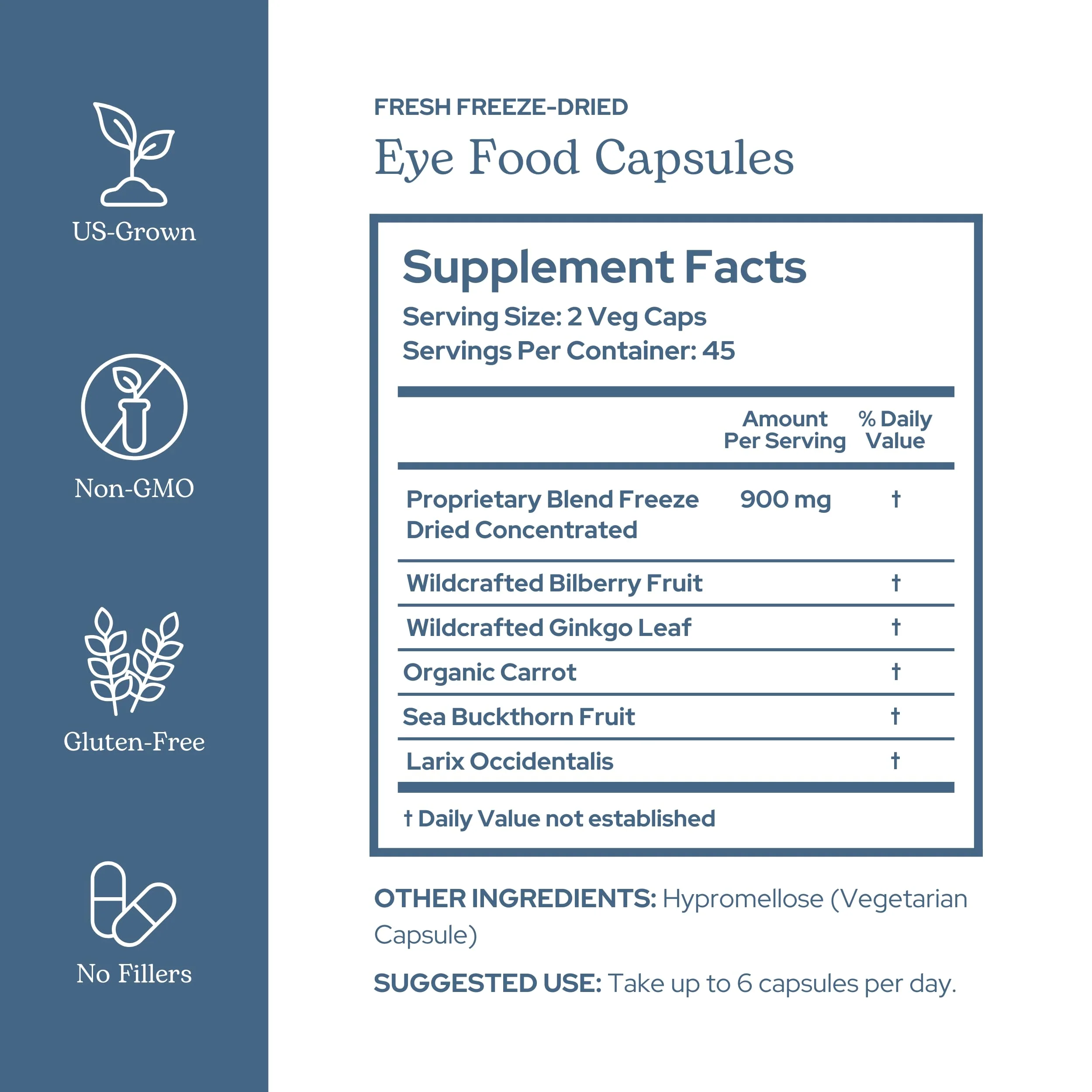 Eclectic Herb - Eye Food Capsules | Vision Support, Superfood Vitamin and Mineral Supplement | Supports Eye Health | Bilberry + Ginkgo | Vegan, Non GMO, Gluten Free (90 CT | 450 mg) - Image 2