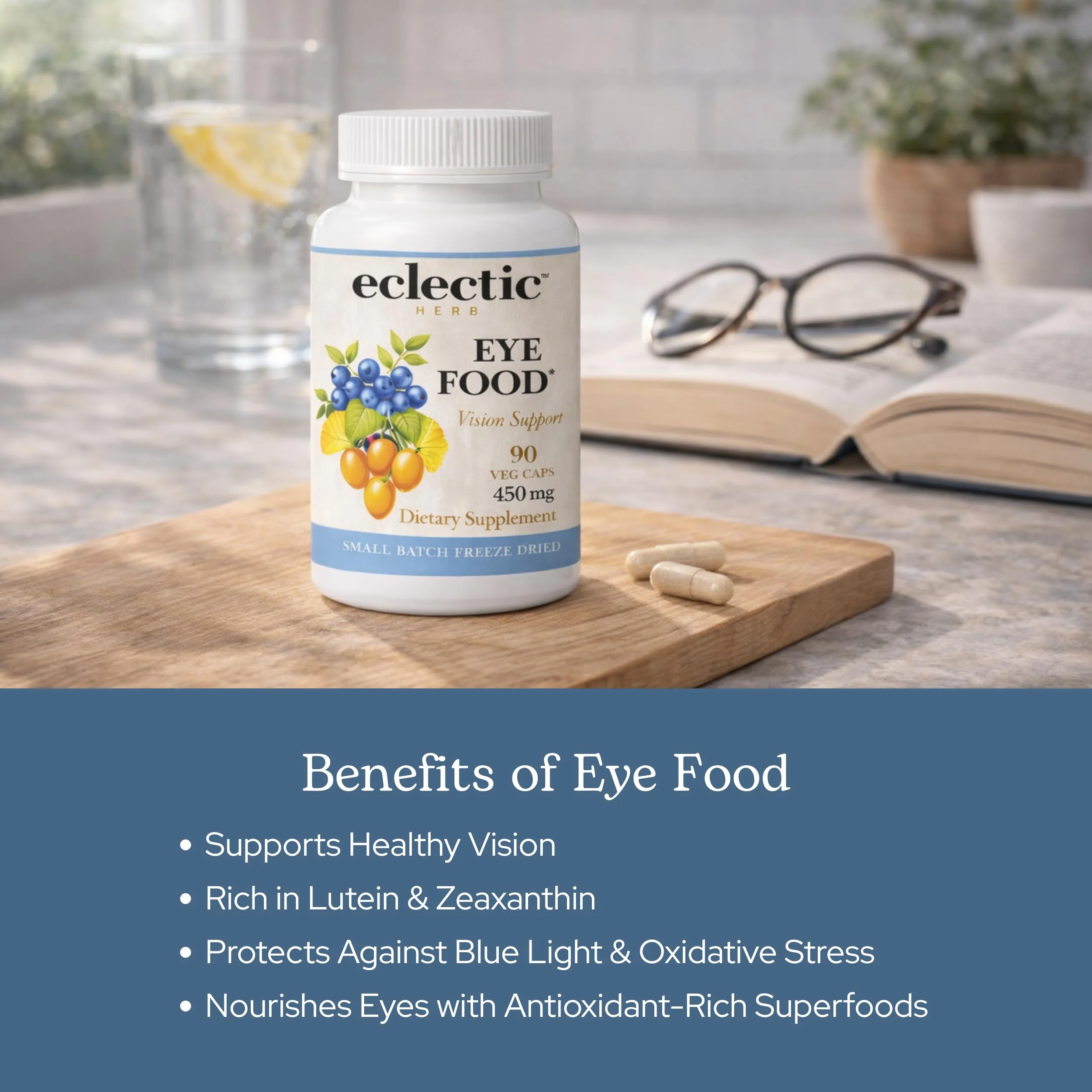 Eclectic Herb - Eye Food Capsules | Vision Support, Superfood Vitamin and Mineral Supplement | Supports Eye Health | Bilberry + Ginkgo | Vegan, Non GMO, Gluten Free (90 CT | 450 mg) - Image 4