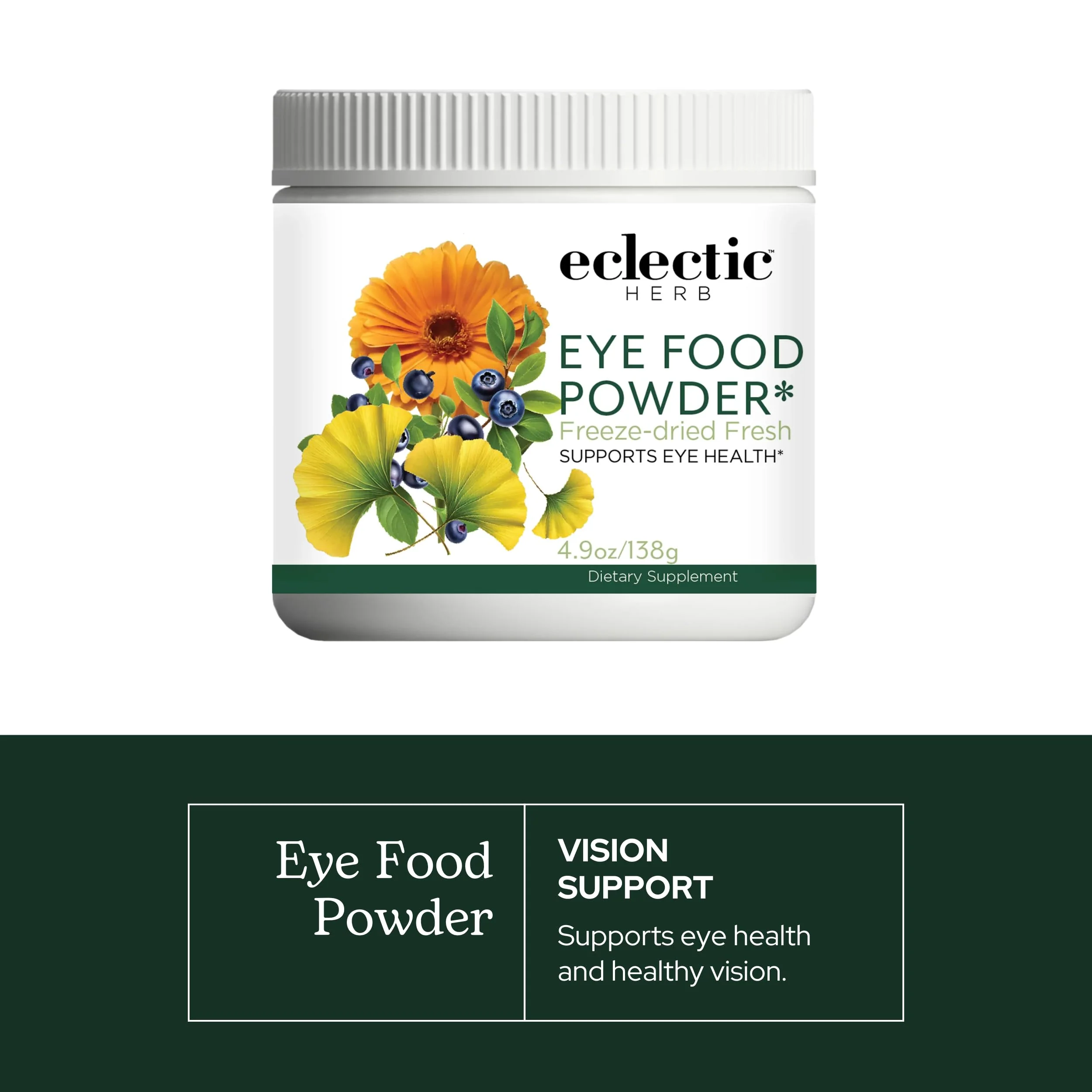 Eclectic Herb - Eye Food Powder | Vision Support, Superfood Vitamin and Mineral Supplement | Supports Eye Health | Bilberry + Ginkgo | Freeze Dried, Organic, Vegan, Non-GMO (4.9 oz | 138 g) - Image 8