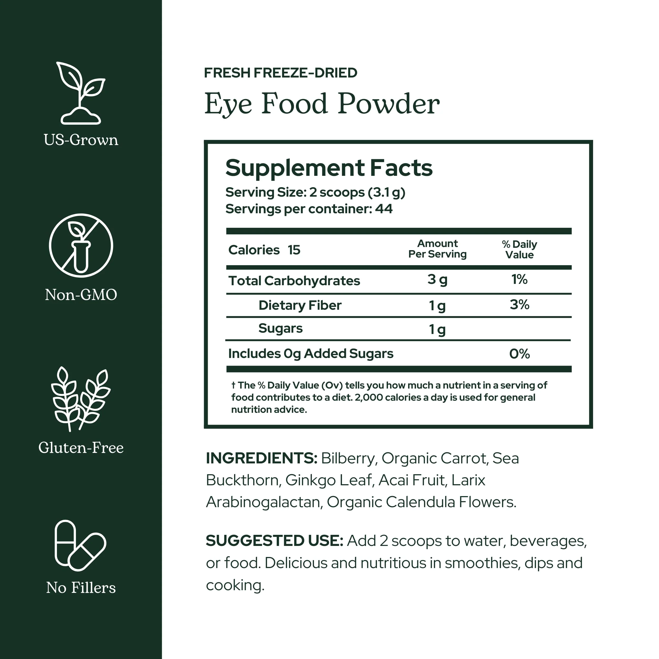 Eclectic Herb - Eye Food Powder | Vision Support, Superfood Vitamin and Mineral Supplement | Supports Eye Health | Bilberry + Ginkgo | Freeze Dried, Organic, Vegan, Non-GMO (4.9 oz | 138 g) - Image 9