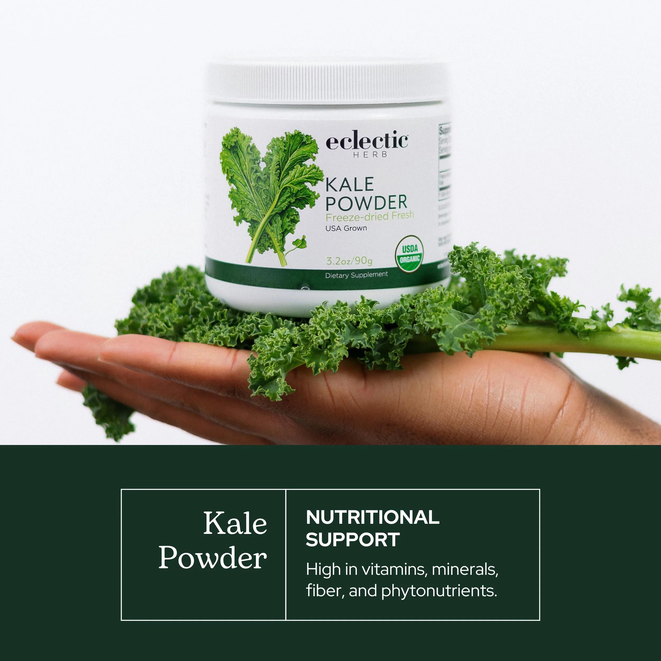 Eclectic Herb - Organic Kale Powder Supplement | Nutritional Support, Daily Fiber, Vitamins + Minerals | Superfood Powder + Daily Greens Drink Mix | USDA Organic, Non-GMO, Vegan (3.2 oz | 90 g) - Image 8