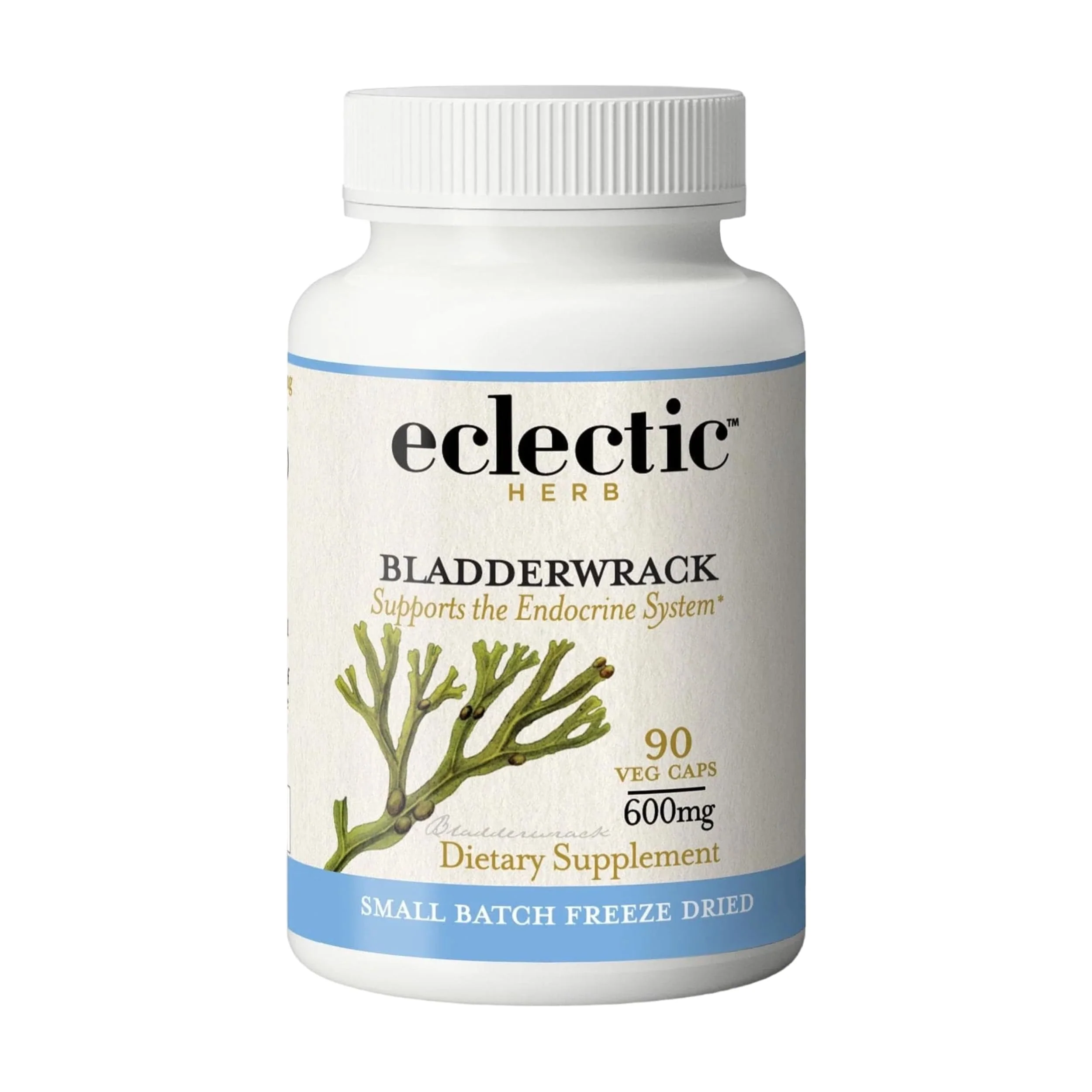 Eclectic Herb - Premium Freeze-Dried Bladderwrack Capsules | Endocrine System Support | Healthy Skin and Hair | Seaweed Supplement | Wildcrafted, Hand-Harvested, Non-GMO, Vegan (90 CT | 600 mg)