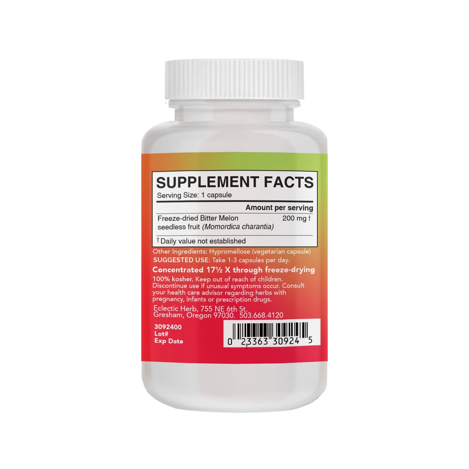 ECLECTIC INSTITUTE Raw Fresh Freeze-Dried Non-GMO Bitter Melon | 50 CT (200 mg) - Image 2