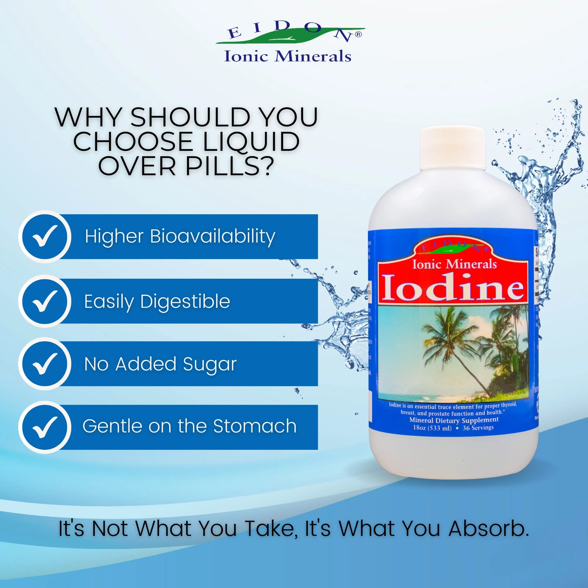 Eidon Ionic Minerals Potassium Iodide Supplement - Liquid Iodine Drops, Supports Energy Levels and Thyroid Health, Bioavailable, No Additives or Preservatives - Potassium Iodide Drops, 18 oz - Image 3