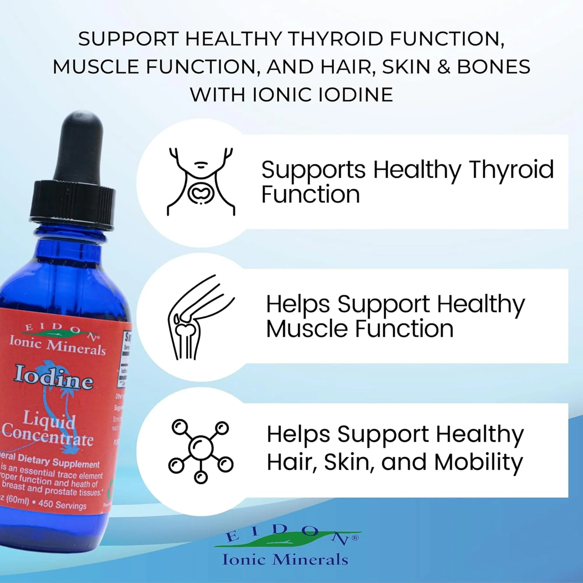 Eidon Ionic Minerals Potassium Iodide Supplement - Liquid Iodine Drops, Supports Energy Levels and Thyroid Health, Bioavailable, No Additives or Preservatives - Potassium Iodide Drops, 2 oz - Image 4