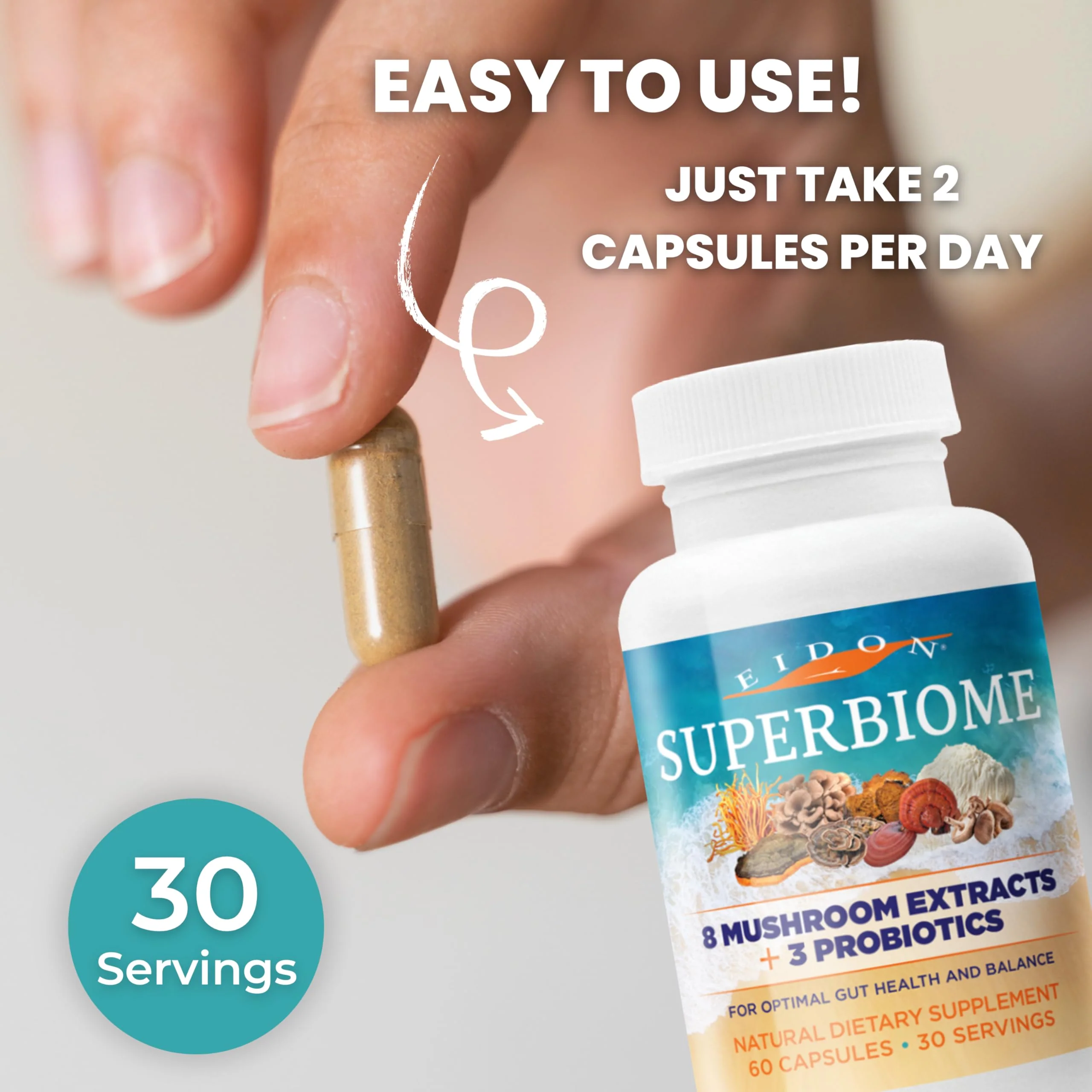 Eidon Ionic Minerals SuperBiome, Mushroom Extract Supplement, Mushroom Complex Capsules with Reishi, Chaga, Lions Mane, Cordyceps, Turkey Tail, 30 Servings - Image 5