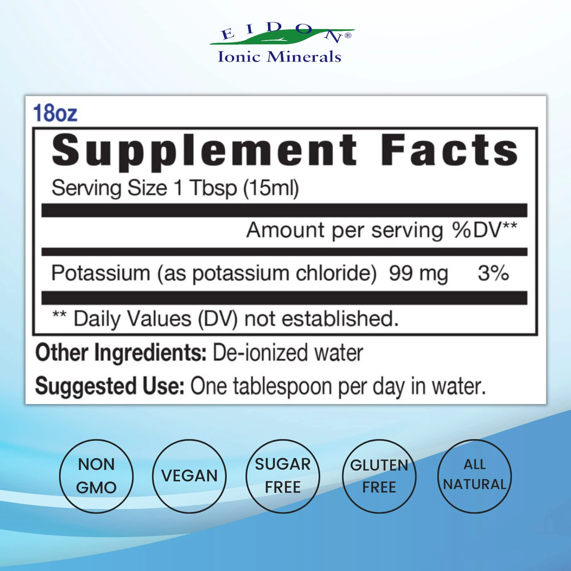 Eidon Liquid Potassium Supplement - Potassium Chloride Drops for Women & Men, Essential Electrolyte for Cell Function, Bioavailable Ionic Minerals, All Natural, No-Preservatives, Gluten Free - 18 oz - Image 2