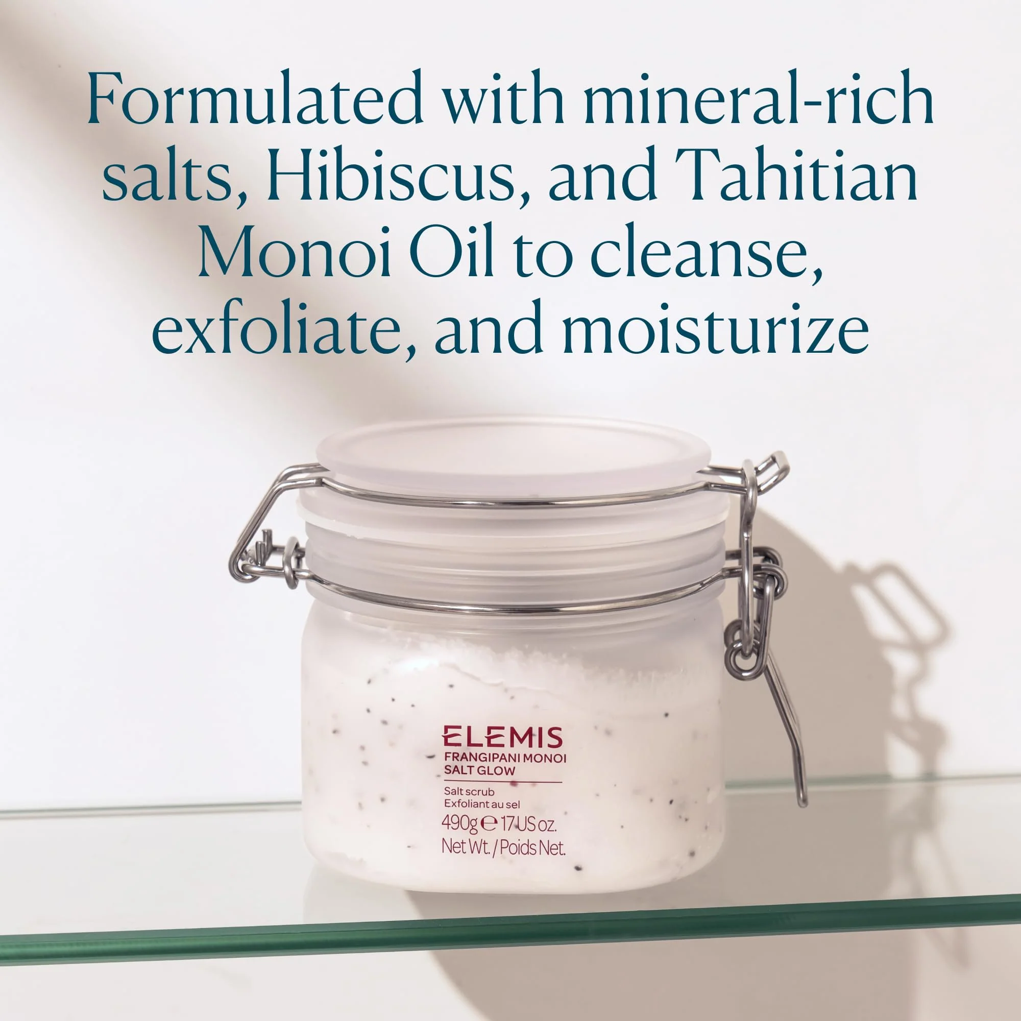 ELEMIS Frangipani Monoi Salt Glow 490g, Tropical Body Scrub To Exfoliate & Hydrate for Radiant Skin - Image 7