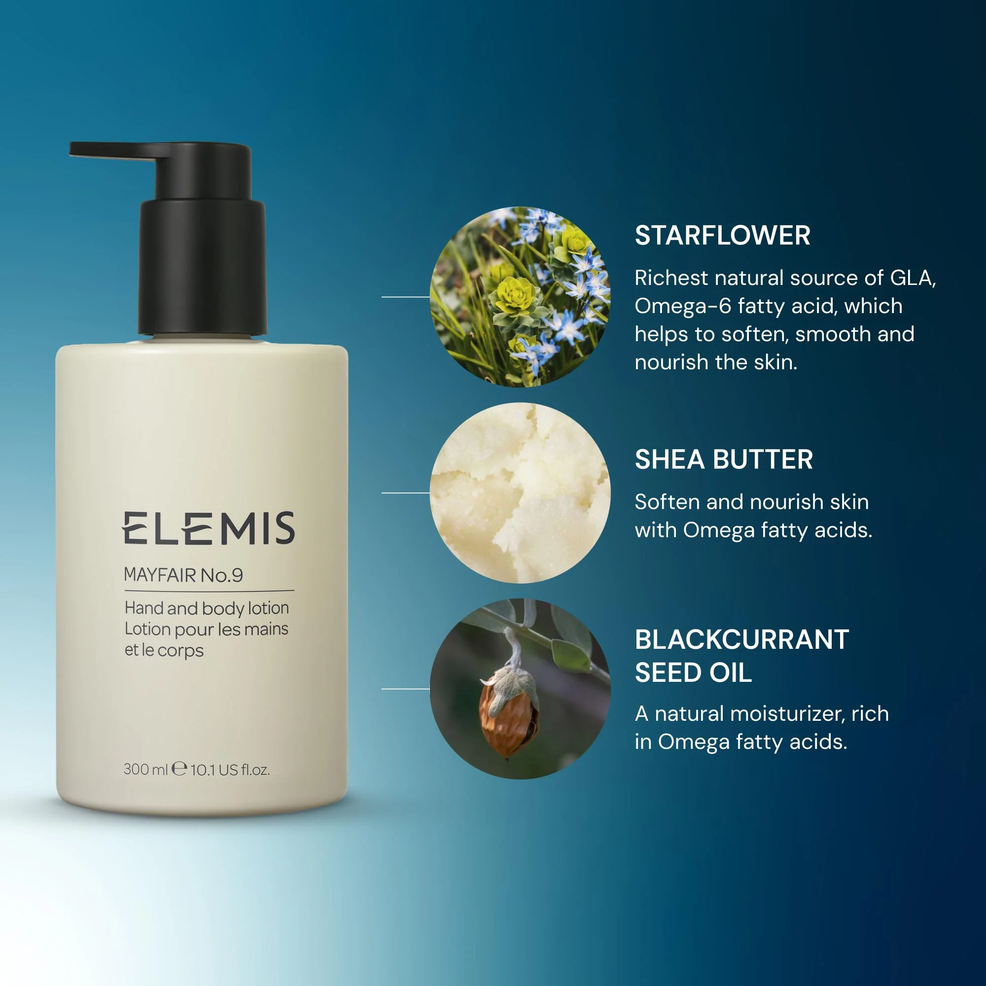 ELEMIS Mayfair No.9 Hand & Body Lotion, Lightweight Formula Hydrates, Softens, and Moisturizes Skin with Sustainable Shea Butter and Borage Oil, 300ml - Image 4
