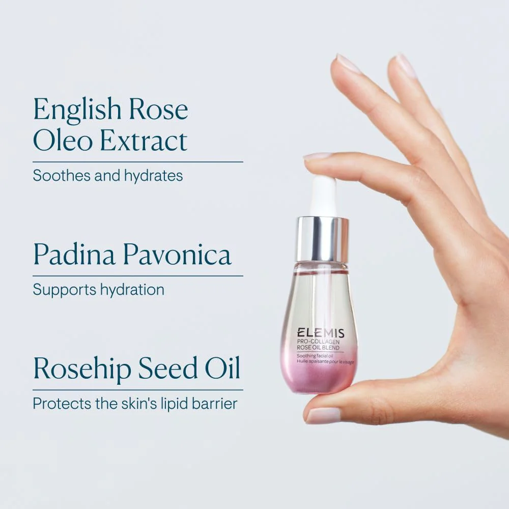 ELEMIS Pro-Collagen Rose Facial Oil Blend | Lightweight Daily Facial Oil Soothes, Nourishes, and Smoothes Skin for a Radiant, Fresh Complexion | 15 mL - Image 3
