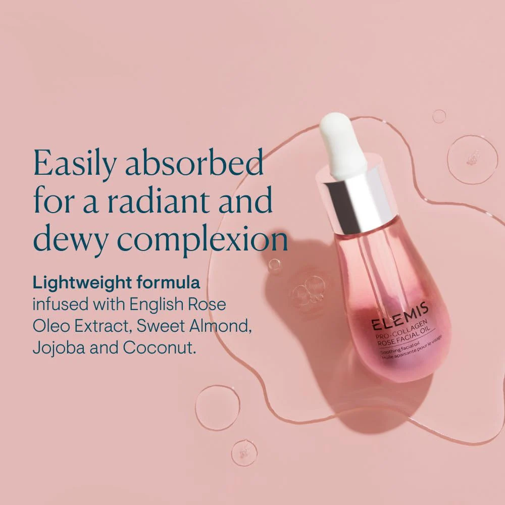 ELEMIS Pro-Collagen Rose Facial Oil Blend | Lightweight Daily Facial Oil Soothes, Nourishes, and Smoothes Skin for a Radiant, Fresh Complexion | 15 mL - Image 7