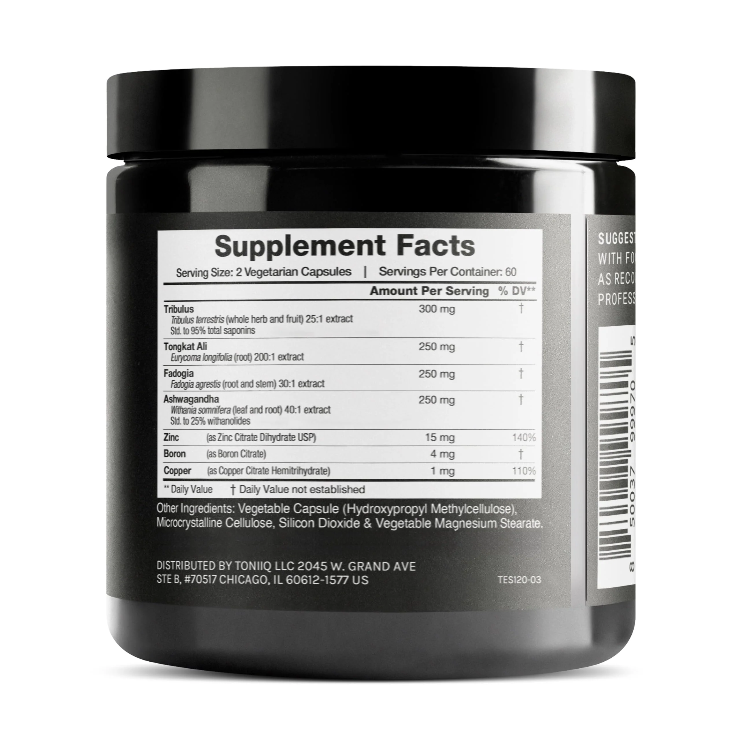 Elite T Formula - Ultra High Potency 200:1 Tongkat Ali, 30:1 Fadogia & 25% Withanolides Ashwagandha - Tribulus with 95% Saponins, Zinc, Boron & Copper - Third-Party Lab Tested - 120 Capsules - Image 8