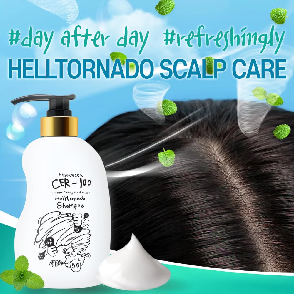 Elizavecca CER-100 Collagen Coating Hair A+ Muscle Hell-Tornado Shampoo 500ml/16.9 fl.oz. - Hair Shampoo Especially for Oily hair | Hair Shampoo for oily hair scalp | K-Beauty - Image 4