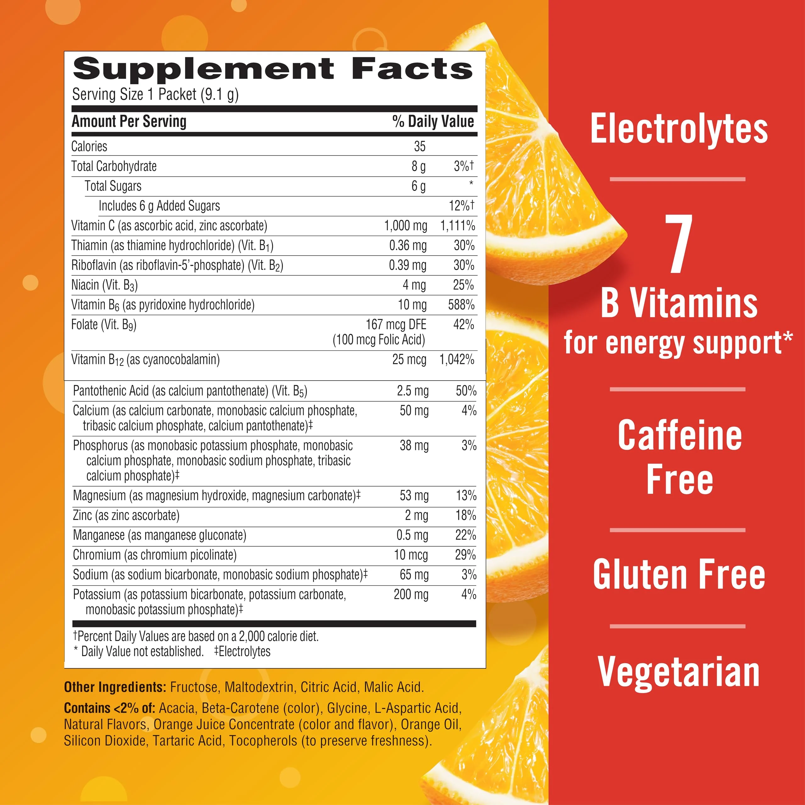 Emergen-C 1000mg Vitamin C Powder for Daily Immune Support Caffeine Free Vitamin C Supplements with Zinc and Manganese, B Vitamins and Electrolytes, Super Orange Flavor - 60 Count/2 Month Supply - Image 9
